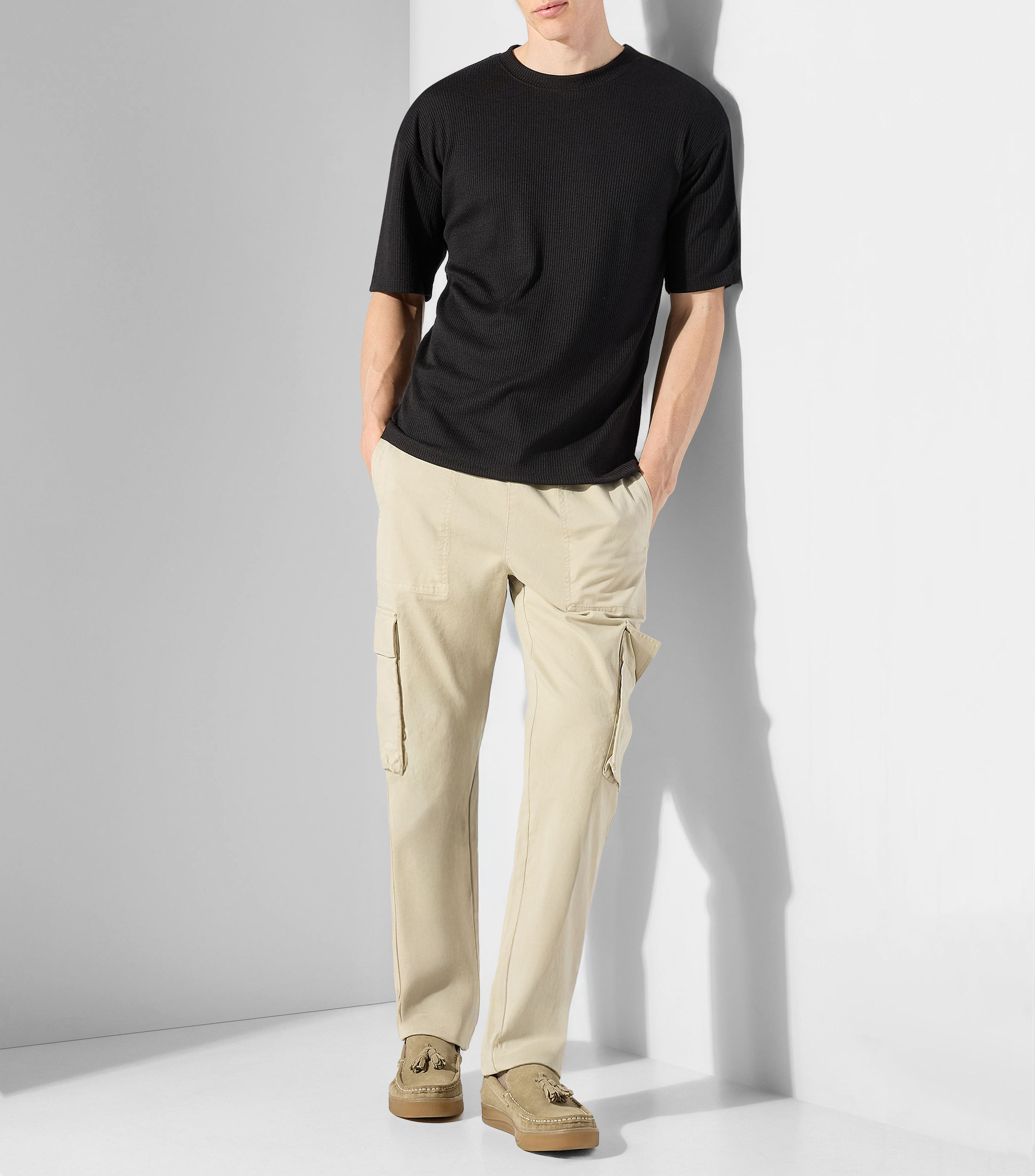 Playera cuello redondo manga corta sólida Hombre