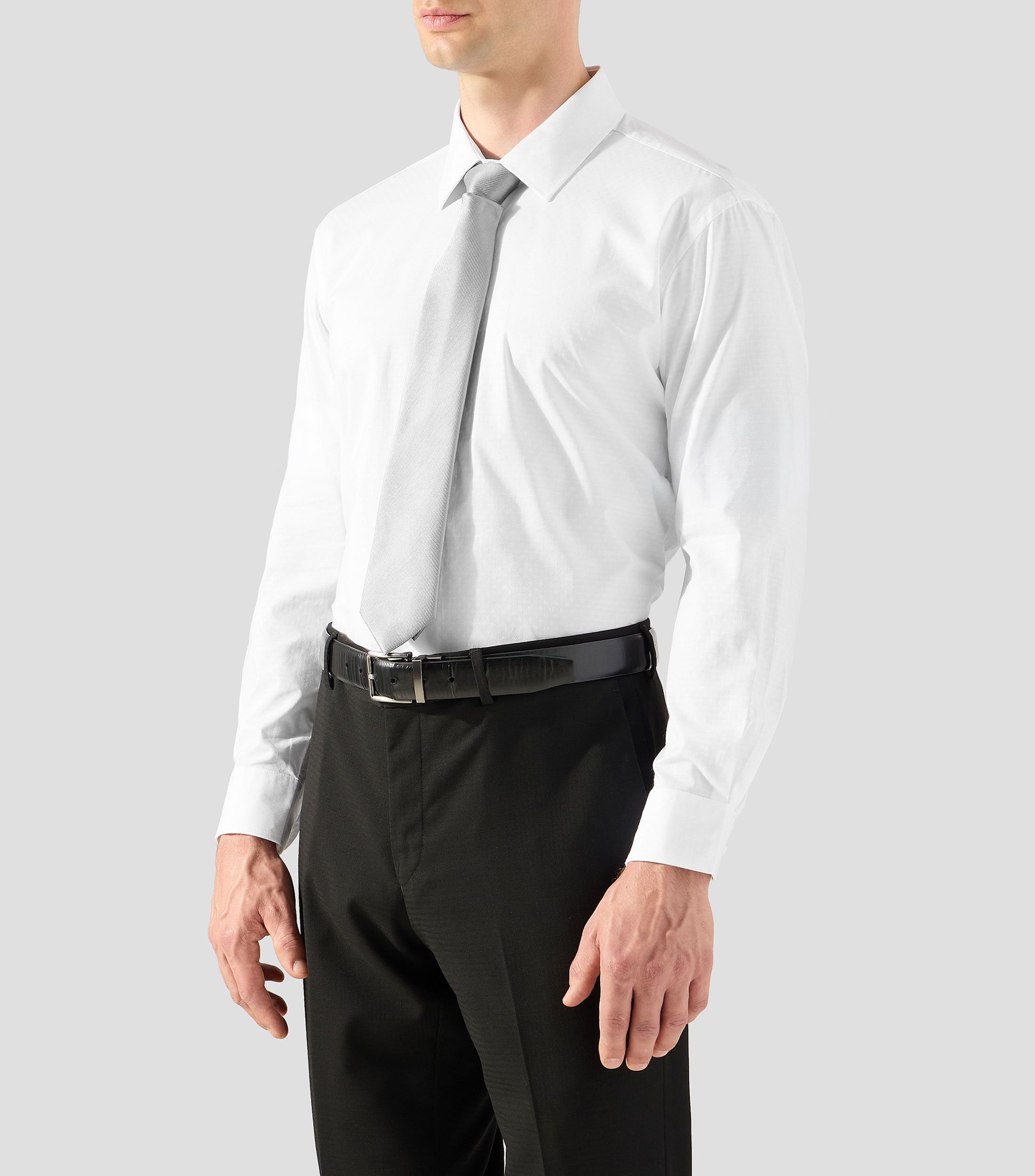 Camisa de vestir lisa con manga larga Hombre