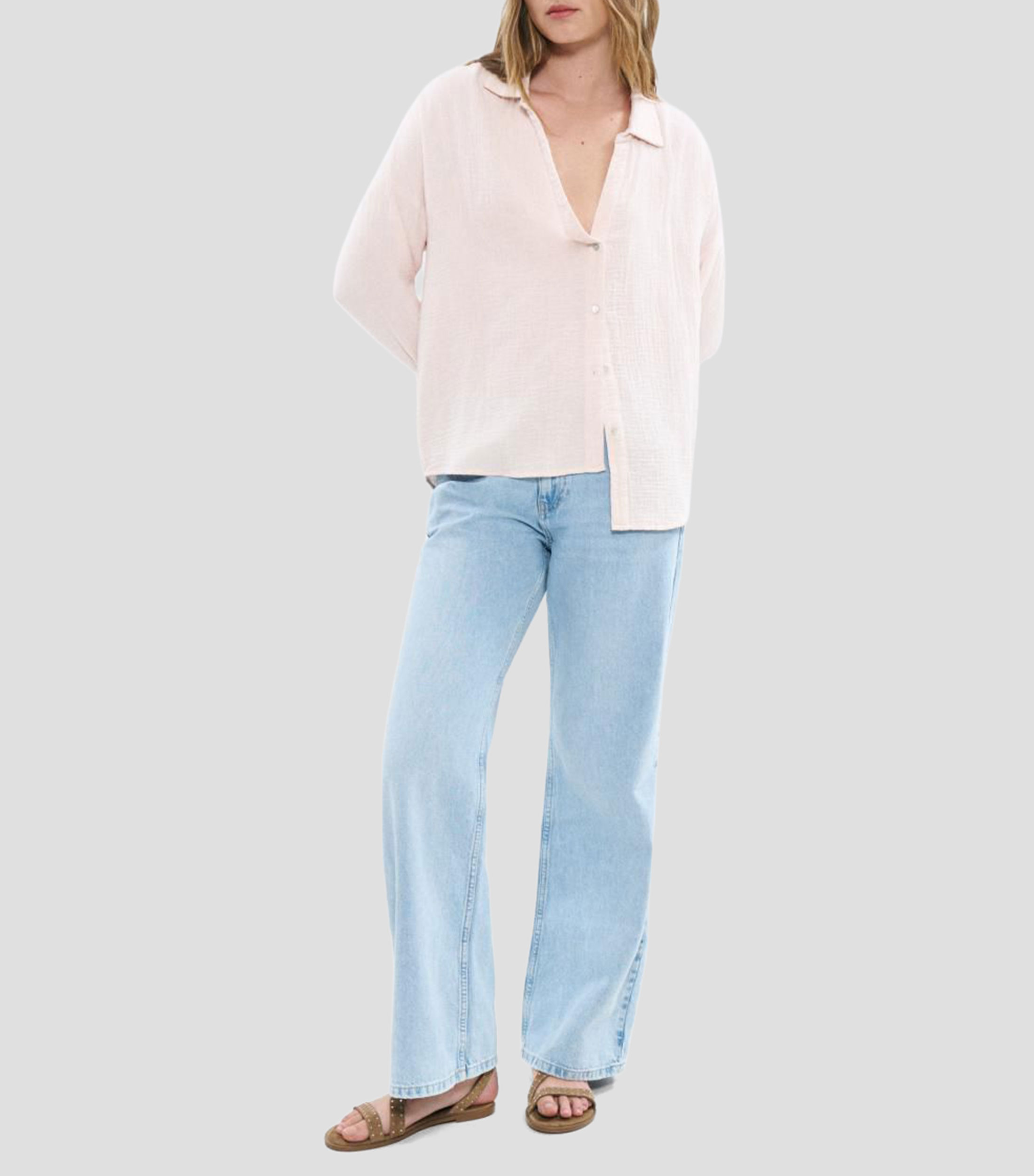 Camisa Microdiseño manga larga Mujer
