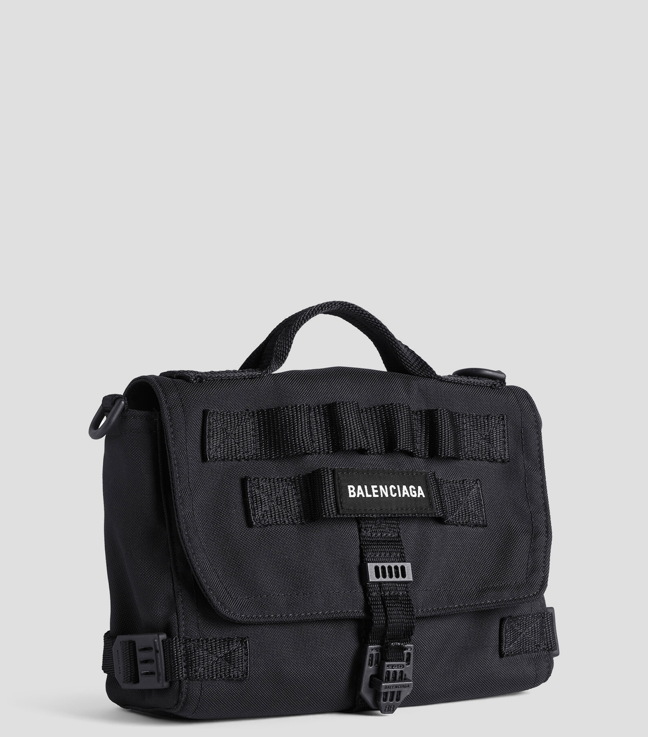 BOLSO MESSENGER ARMY PEQUEÑO EN NAILON RECICLADO NEGRO