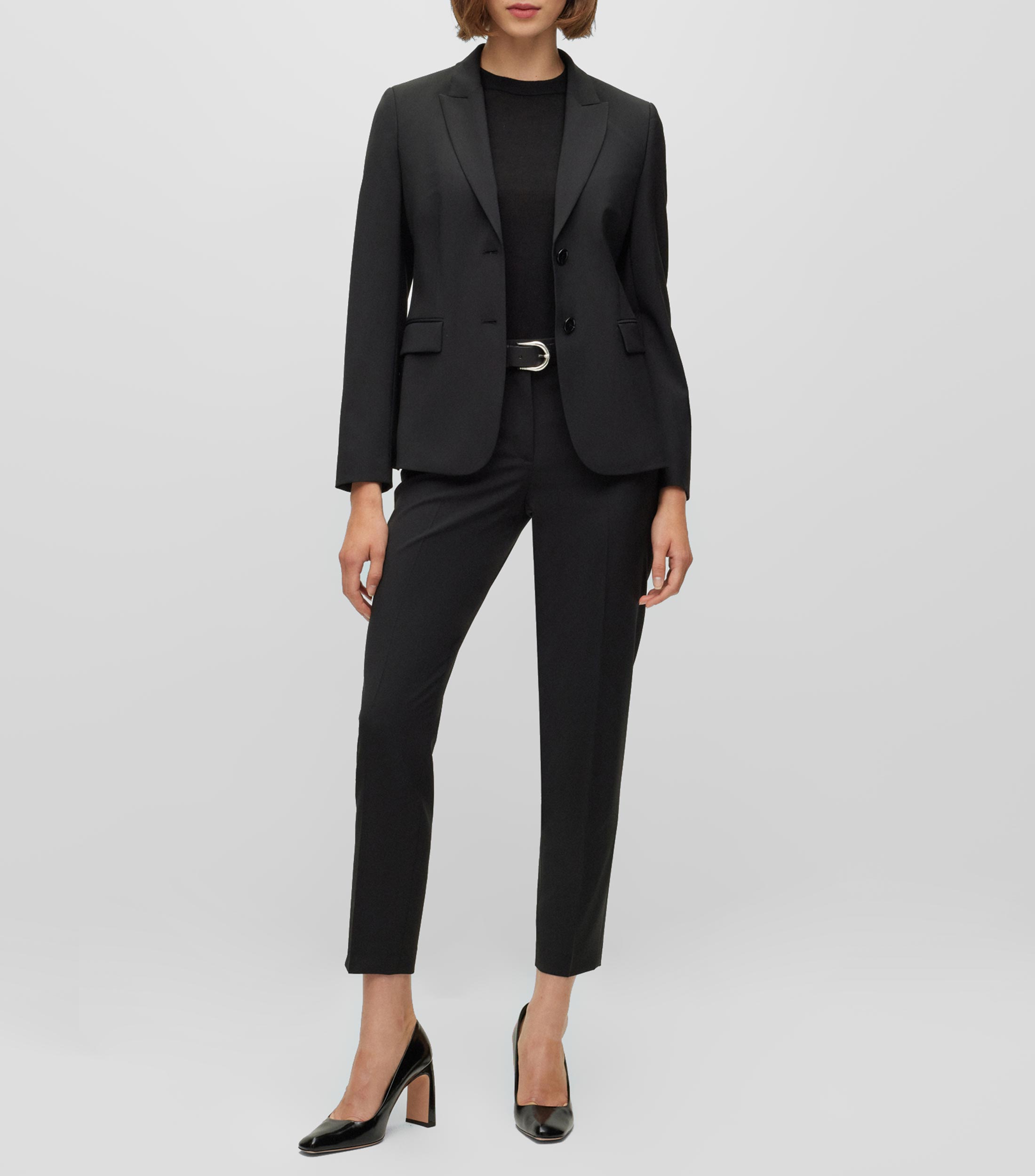 Pantalon tobillero regular fit de lana virgen Mujer