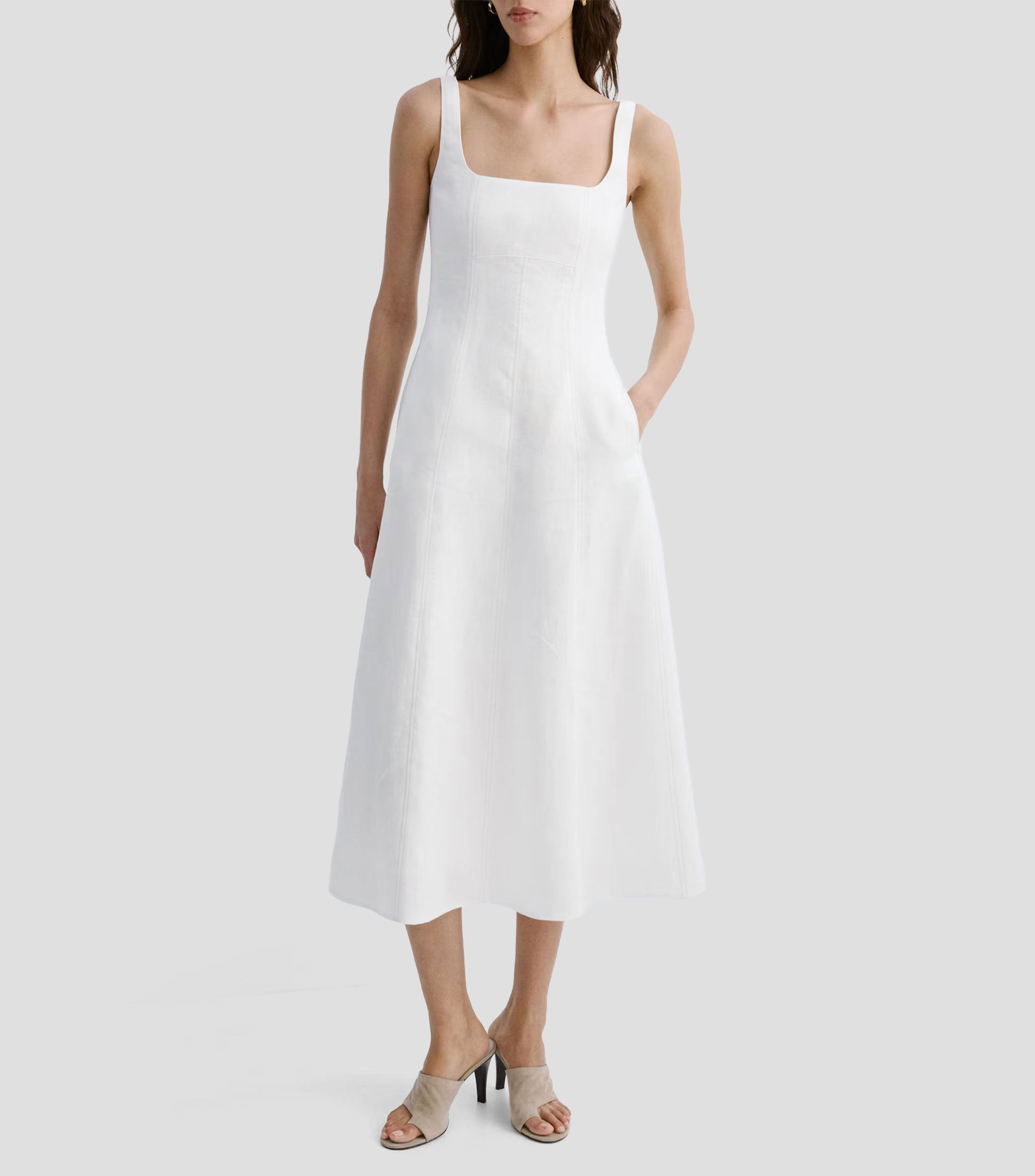 Vestido midi liso Mujer