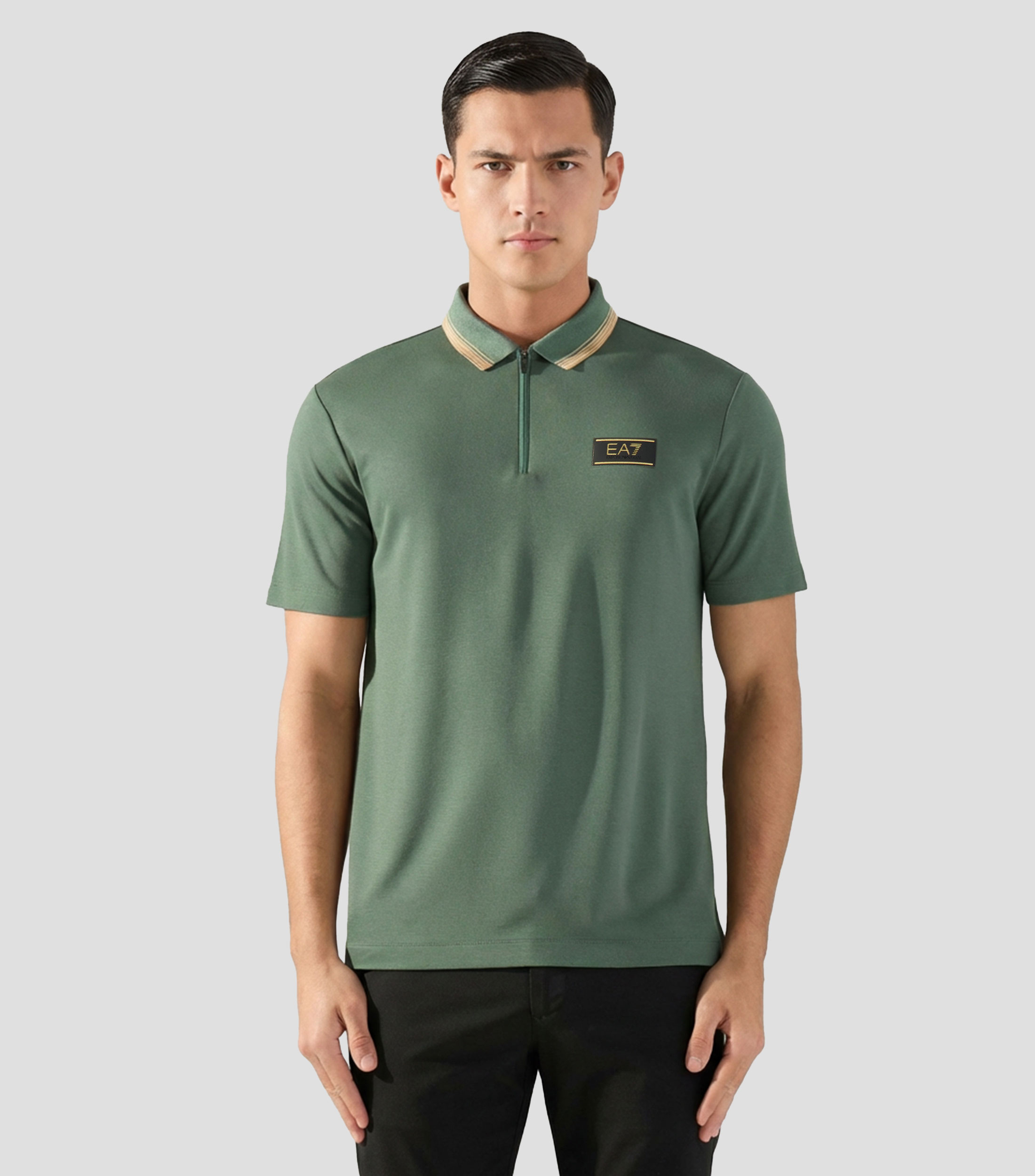 Playera tipo polo con manga corta lisa Hombre