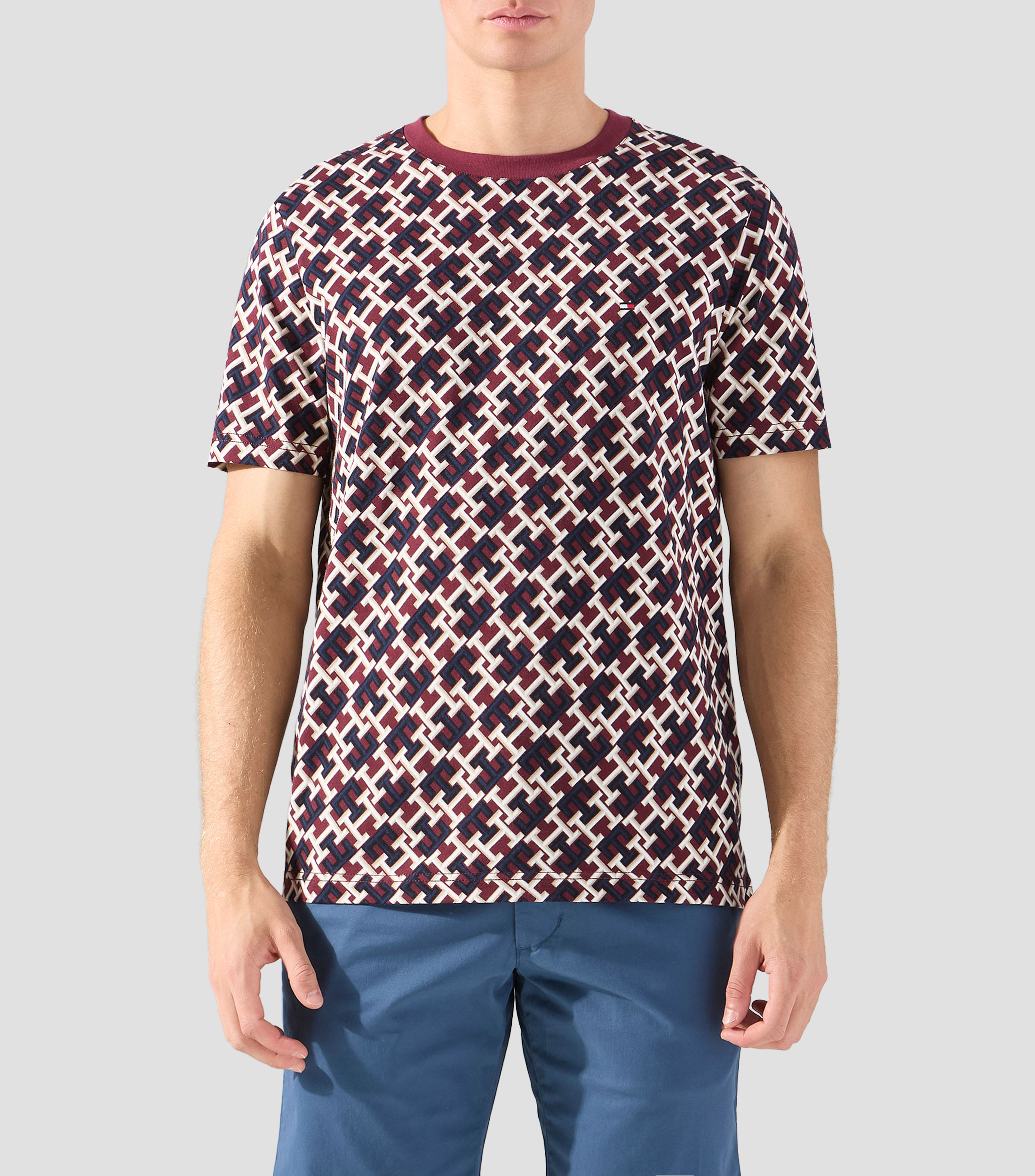 Playera cuello redondo manga corta con monogram Hombre