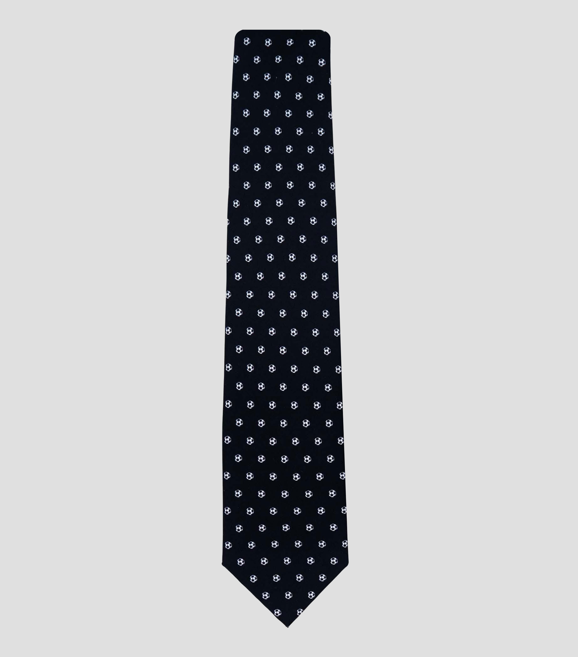 Corbata ancha en seda negra estampada