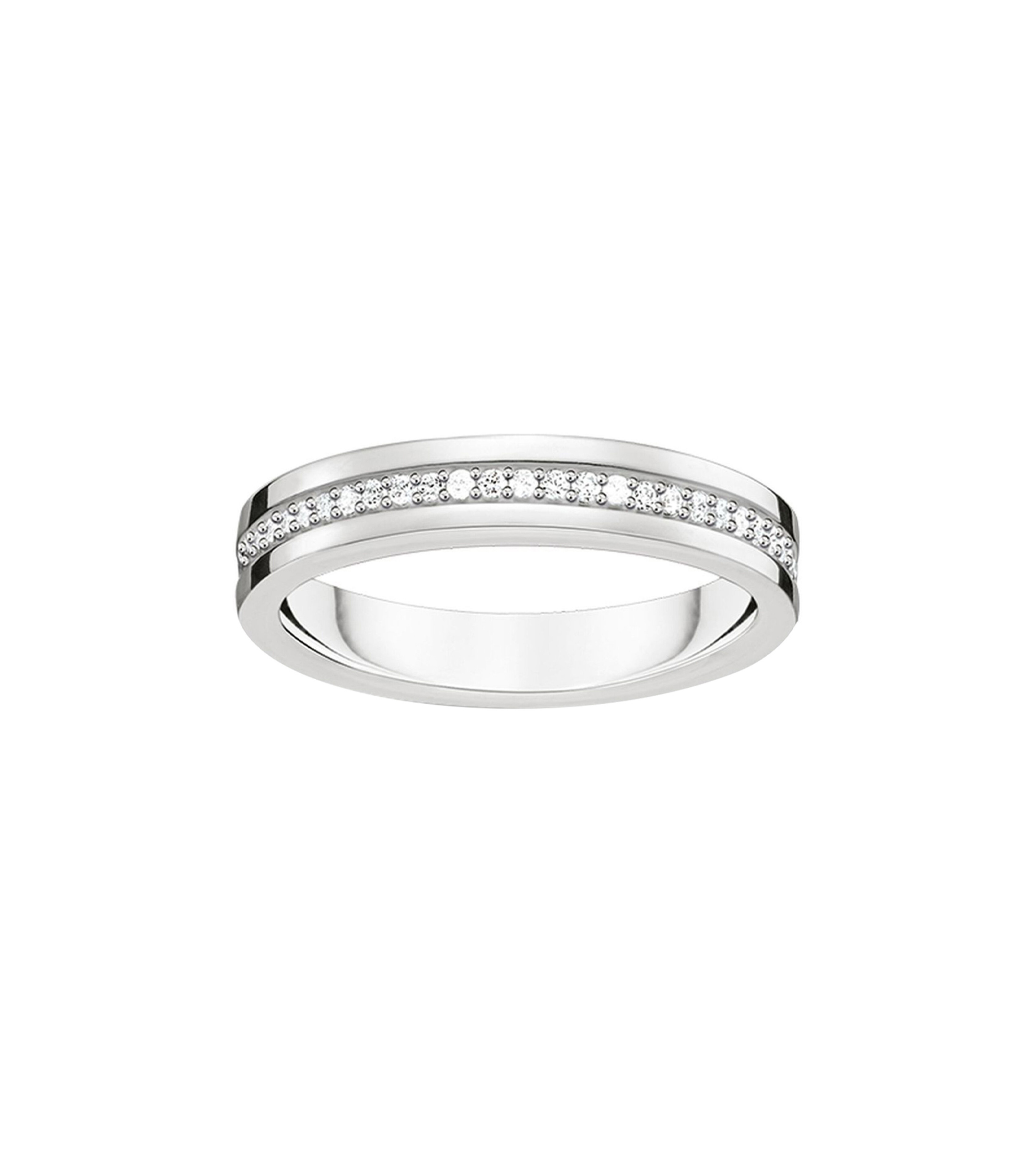 THOMAS SABO Anello Donna Argento 925 Annerito – Zirconi Neri Pavé, Taglio Principessa, Canale Aperto - 3