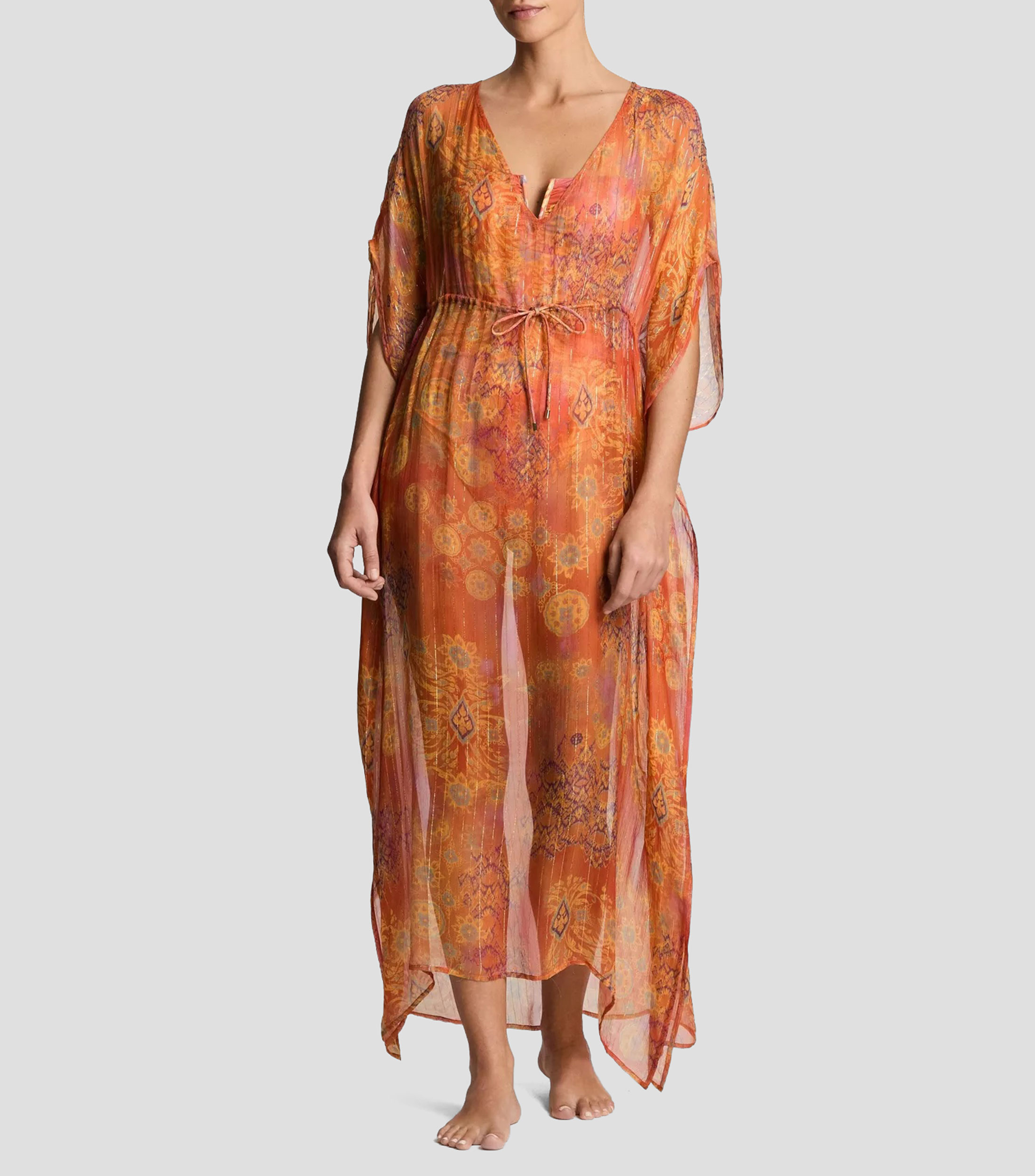 Kaftan estampado manga corta Mujer