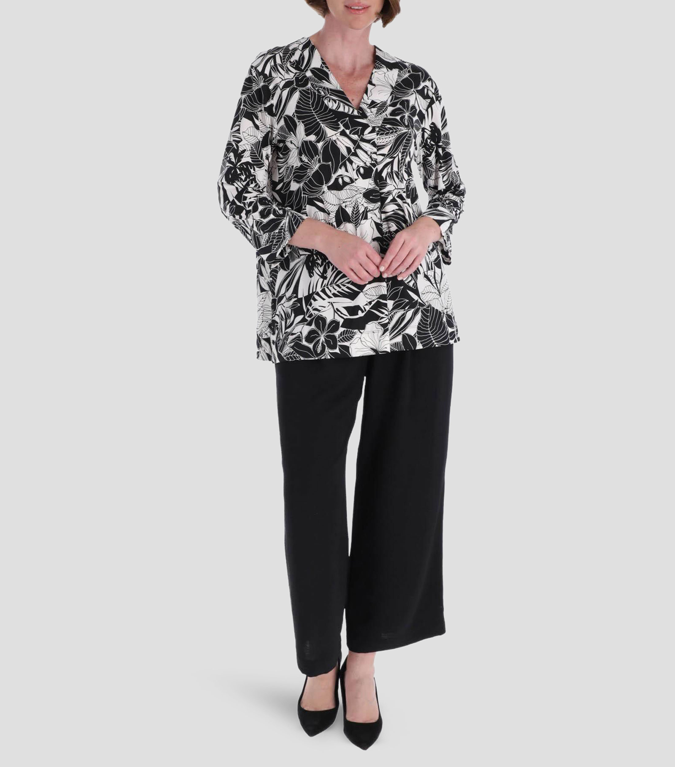 Blusa línea Petite estampada manga 7/8 Mujer