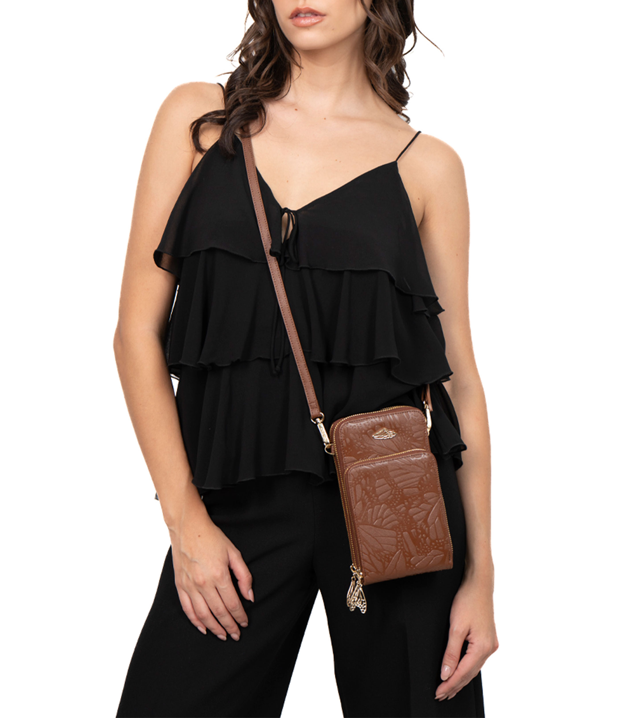Porta Celular Grabado con Mariposa Mujer