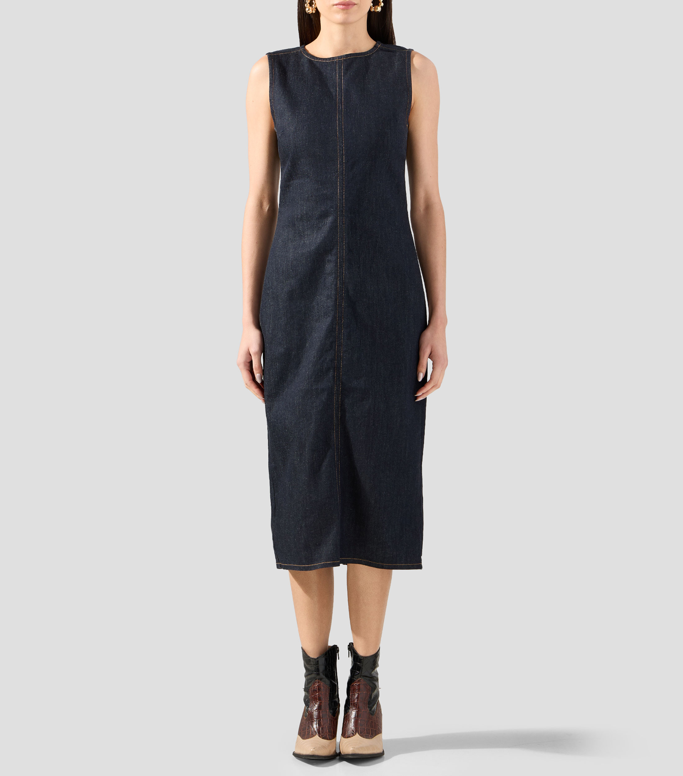 Vestido midi liso Mujer
