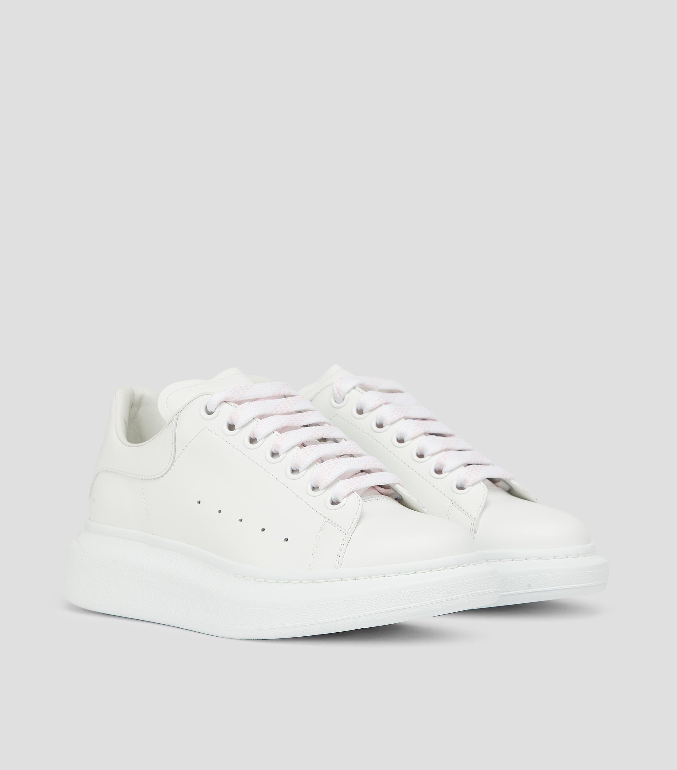Tenis casuales con plataforma Larry en piel, blancos Mujer