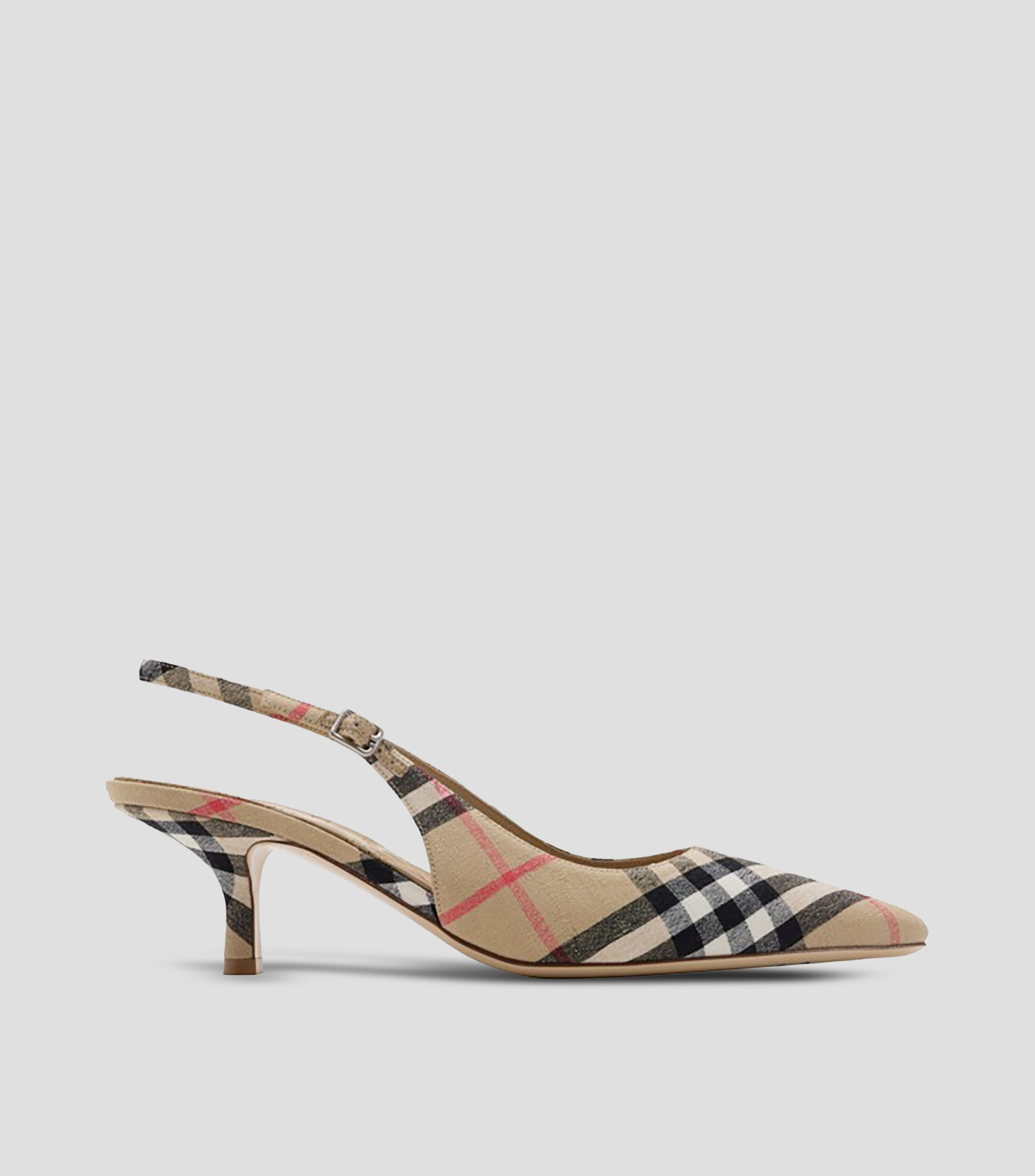 Zapatillas slingback Dame Check con tacon bajo delgado Mujer