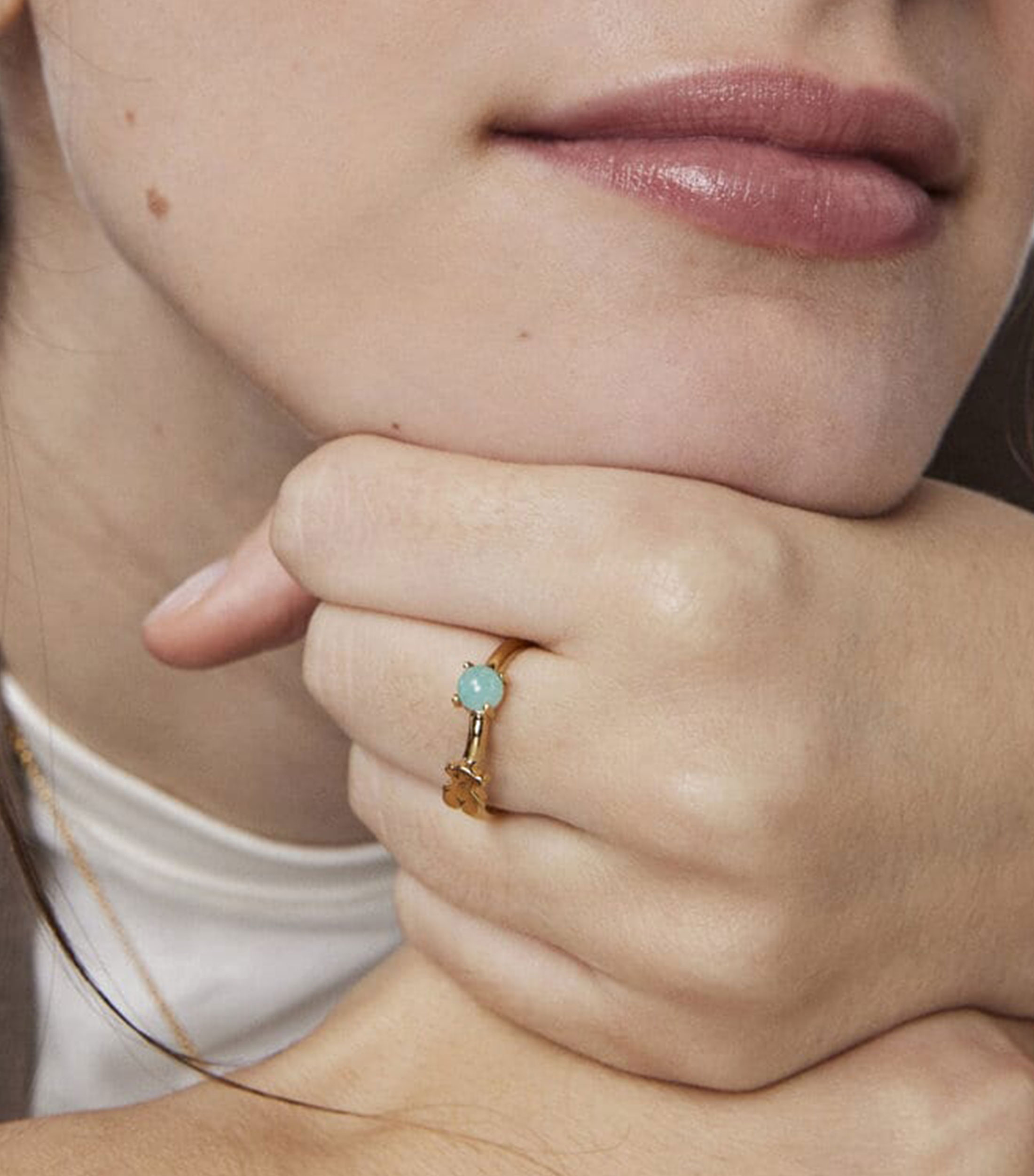 Anillo con amazonita en plata .925 Mujer Talla: 7