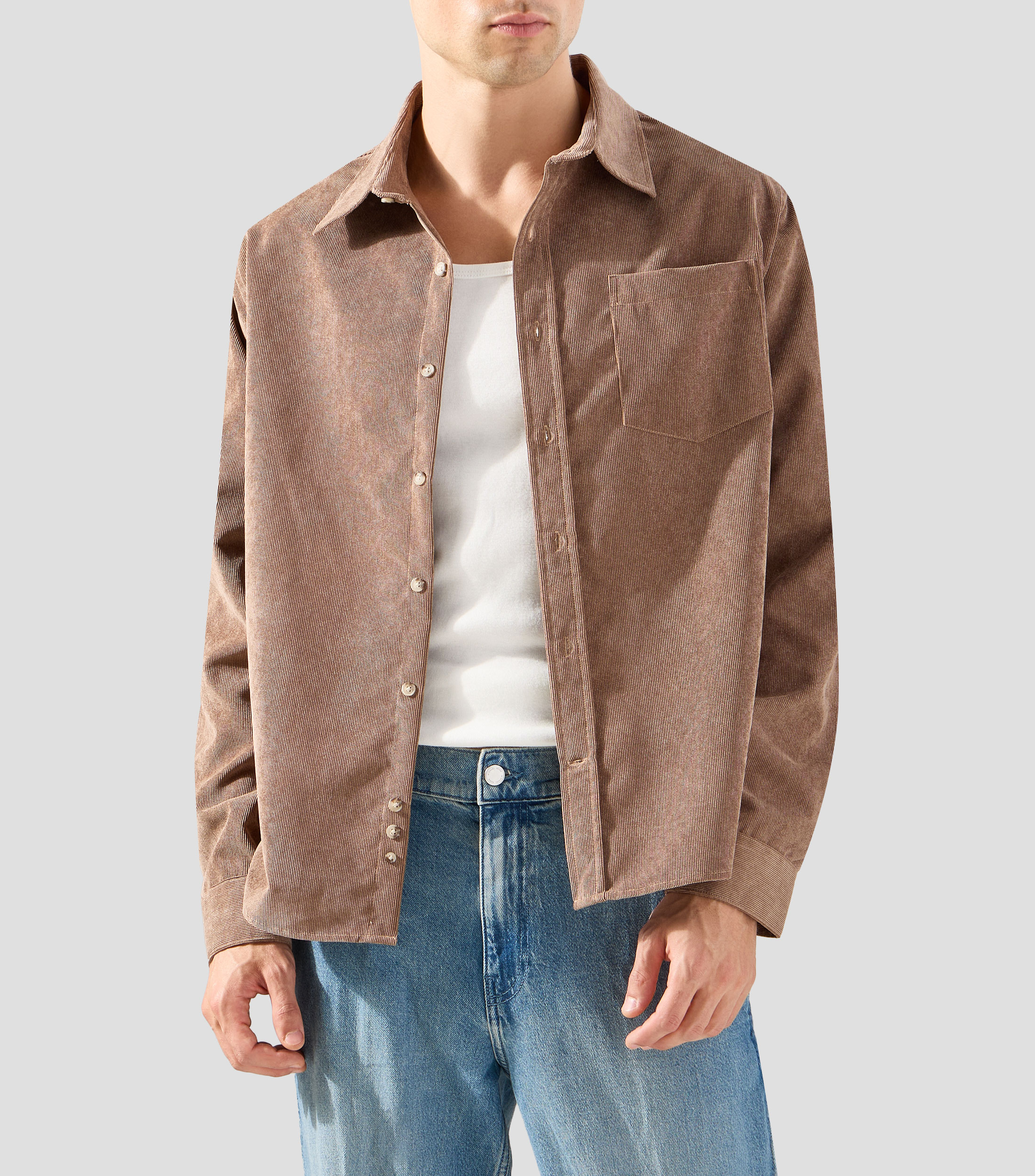 Camisa sólida manga larga Hombre