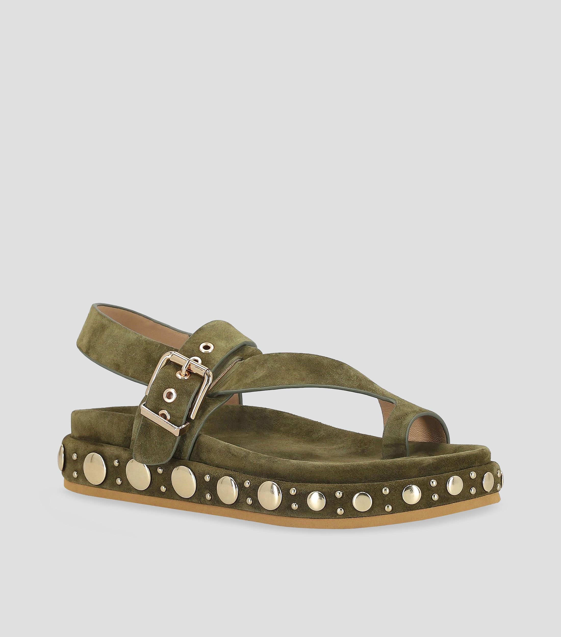 Sandalias con plataforma en piel Mujer