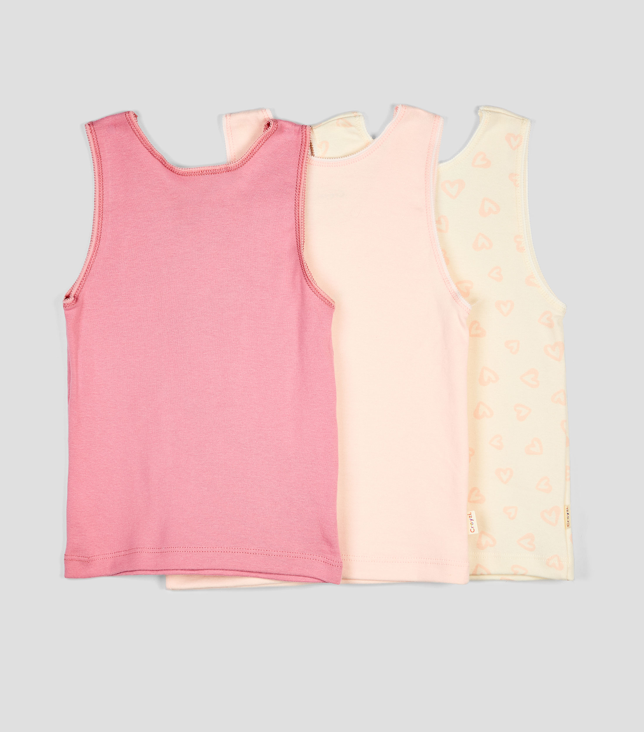 Set 3 playeras cuello redondo sin mangas fantasía Niña