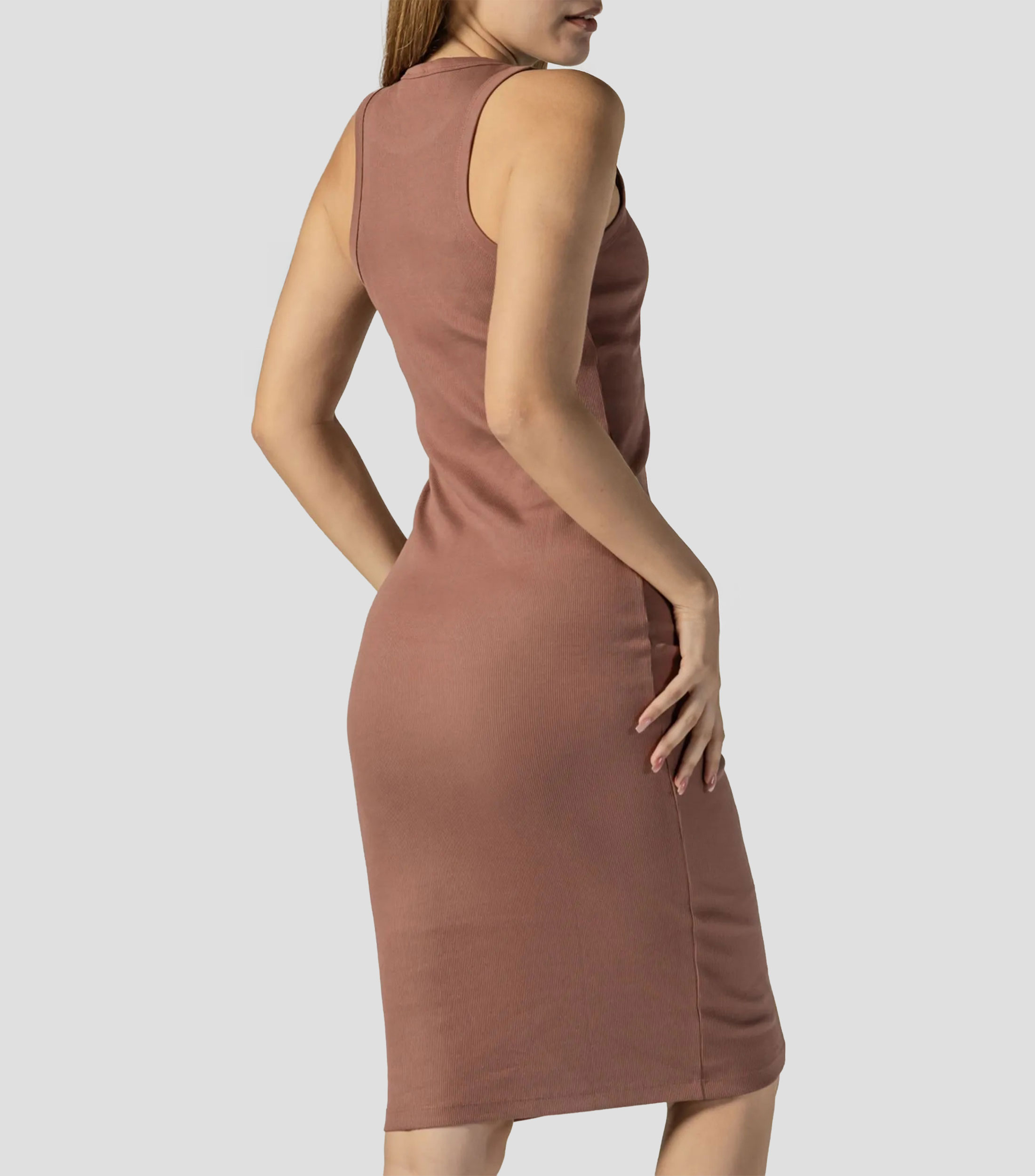 Vestido midi liso Mujer