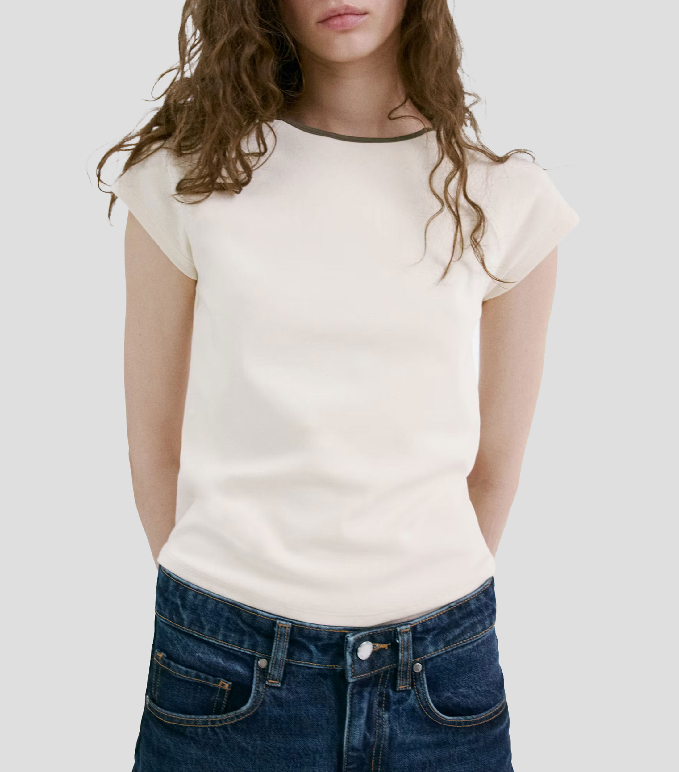 Playera cuello redondo manga corta liso Mujer