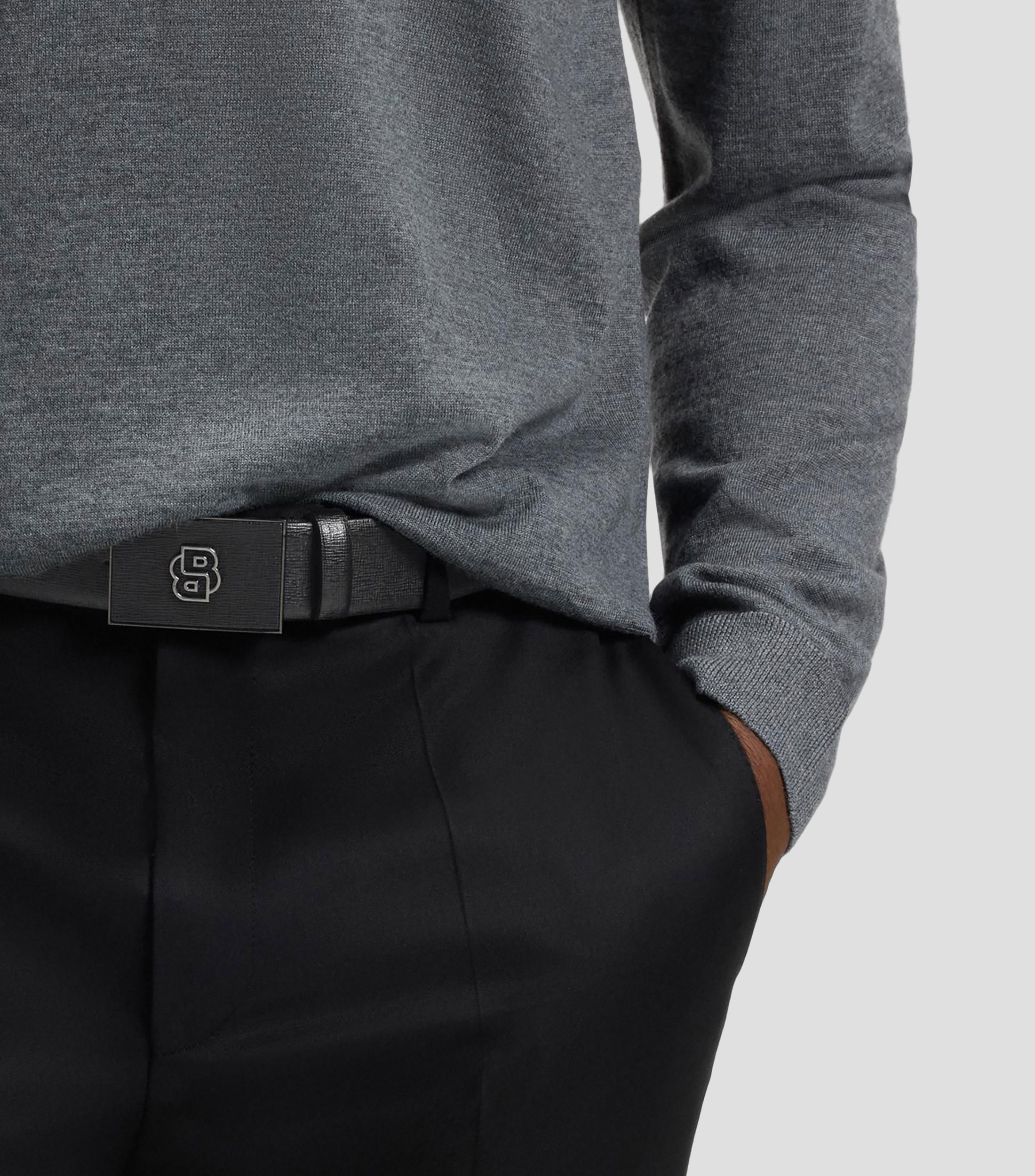 Cinturón de piel italiana con monograma Double B en la hebilla Hombre