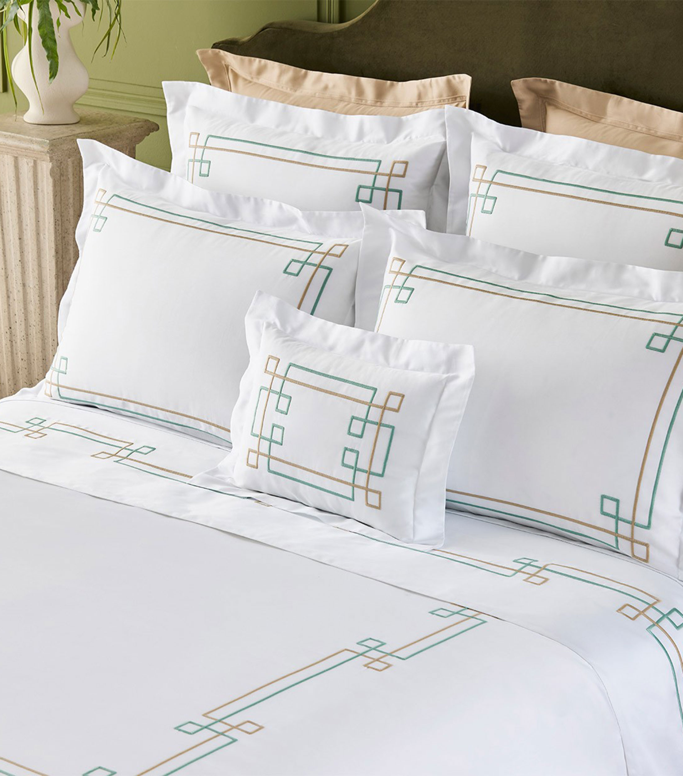 Funda para almohada estándar en algodón orgánico Villa blanco