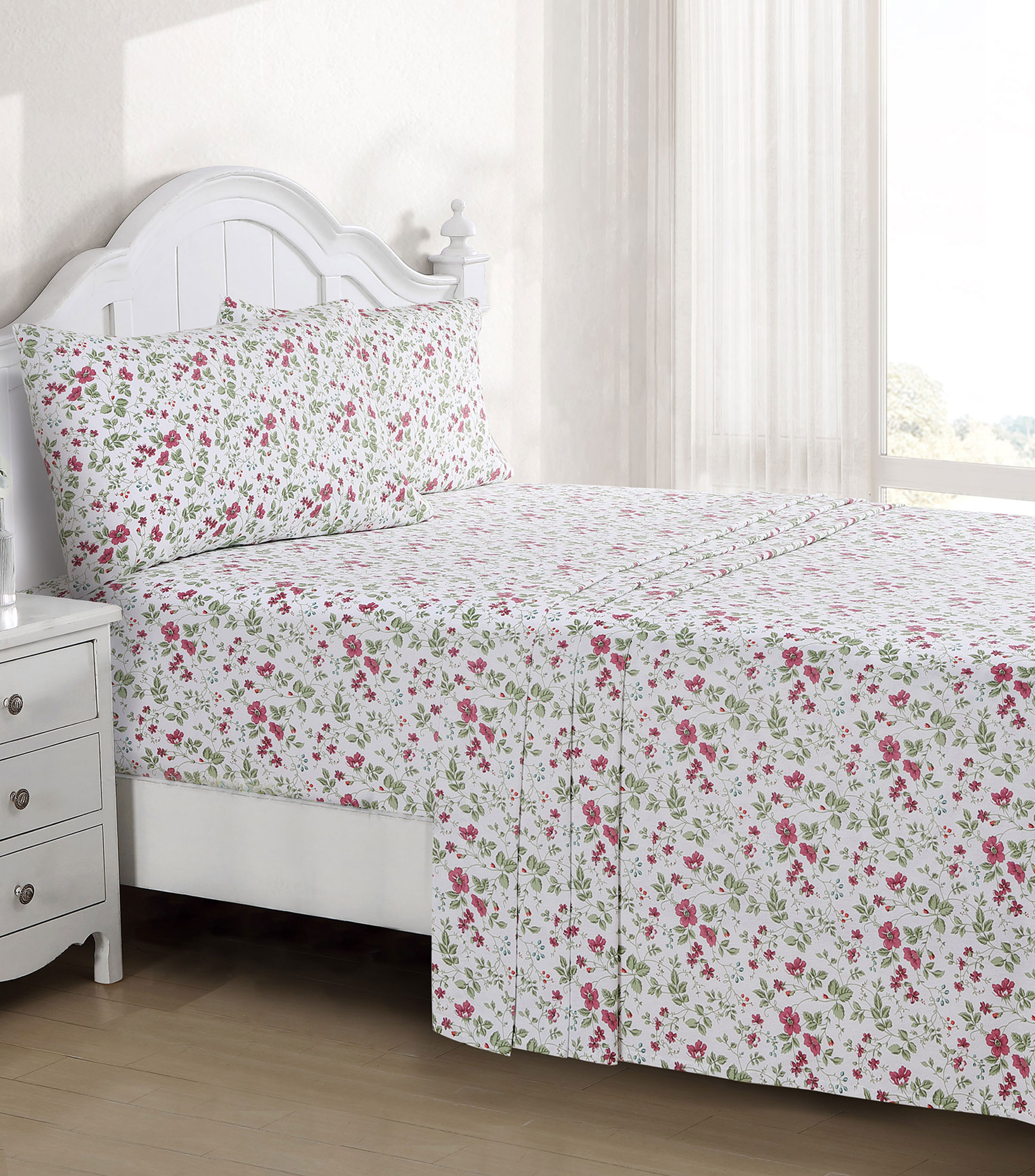 Juego de Sábanas King size en franela Spring Bloom Red New