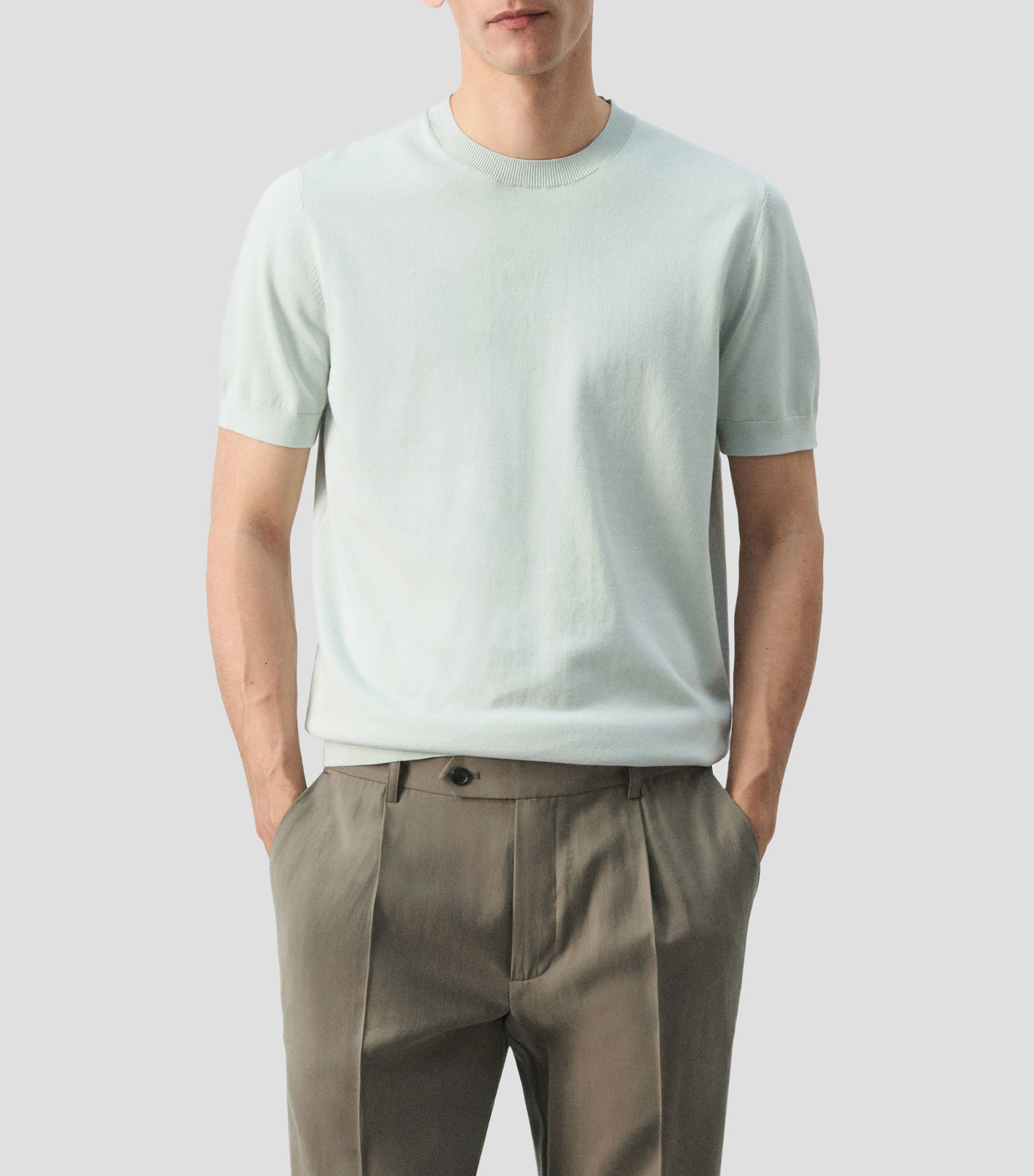 Playera cuello redondo manta corta lisa Hombre