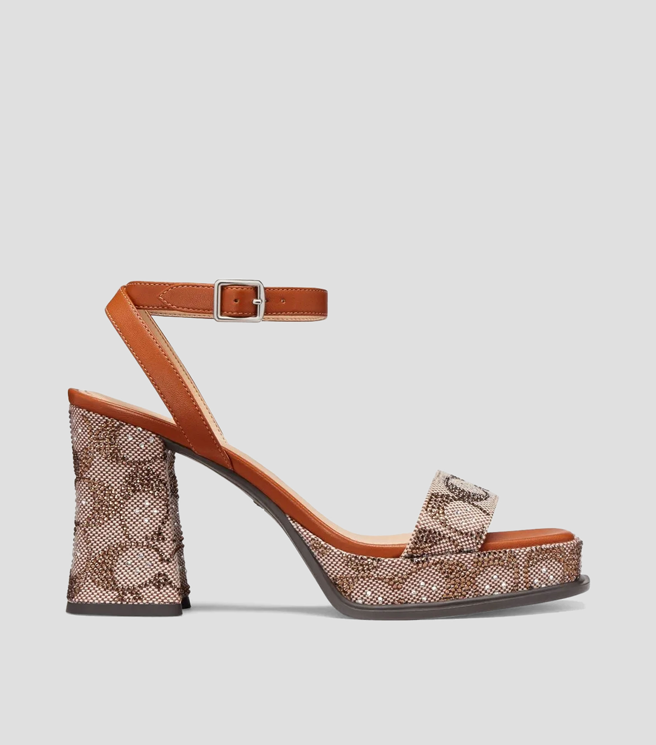 Zapatillas con pulsera Crystal con tacón alto de medialuna y plataforma Mujer