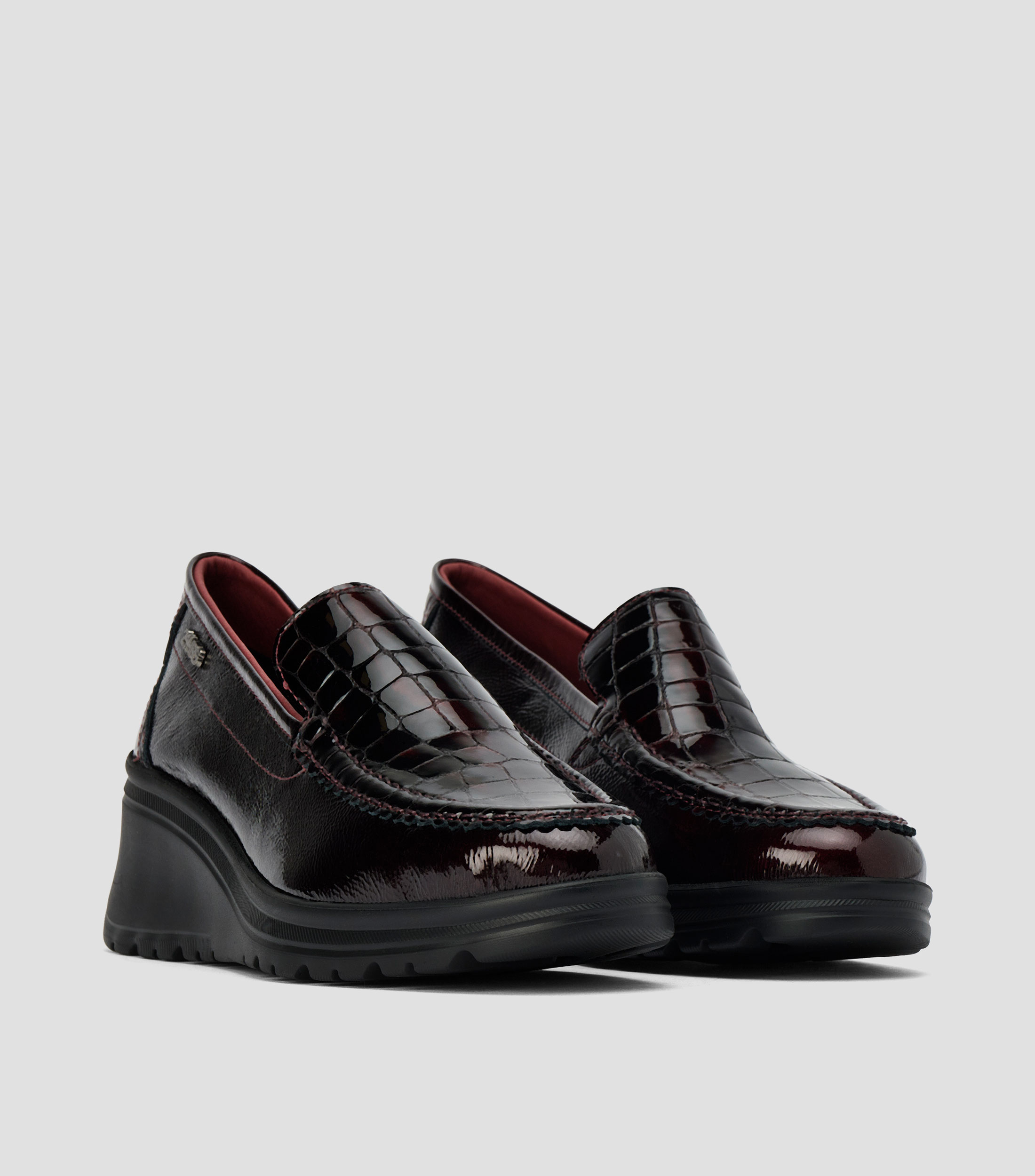 Zapatos casuales de tacón madiano ancho en piel Mujer