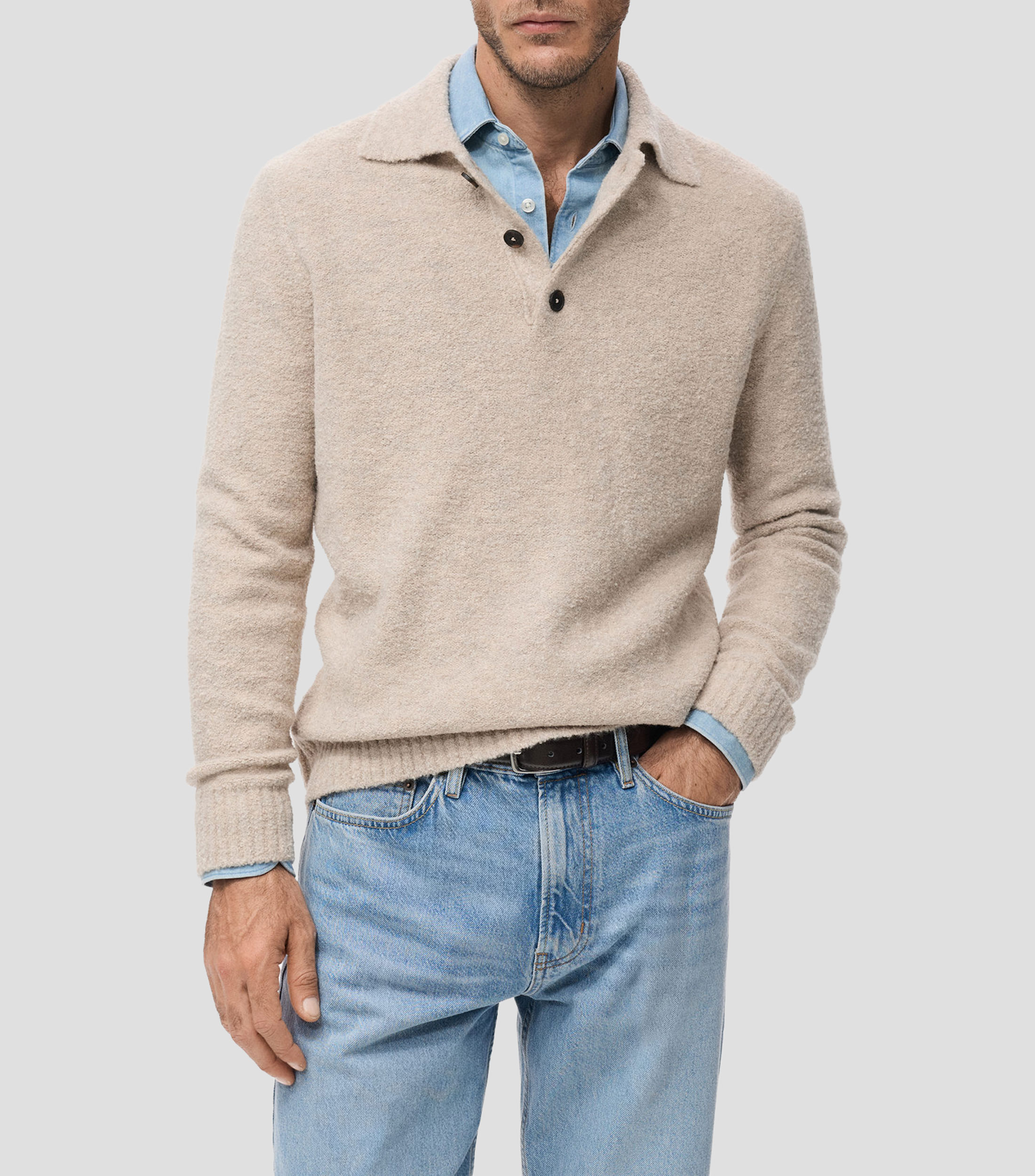 Suéter cuello polo Hombre