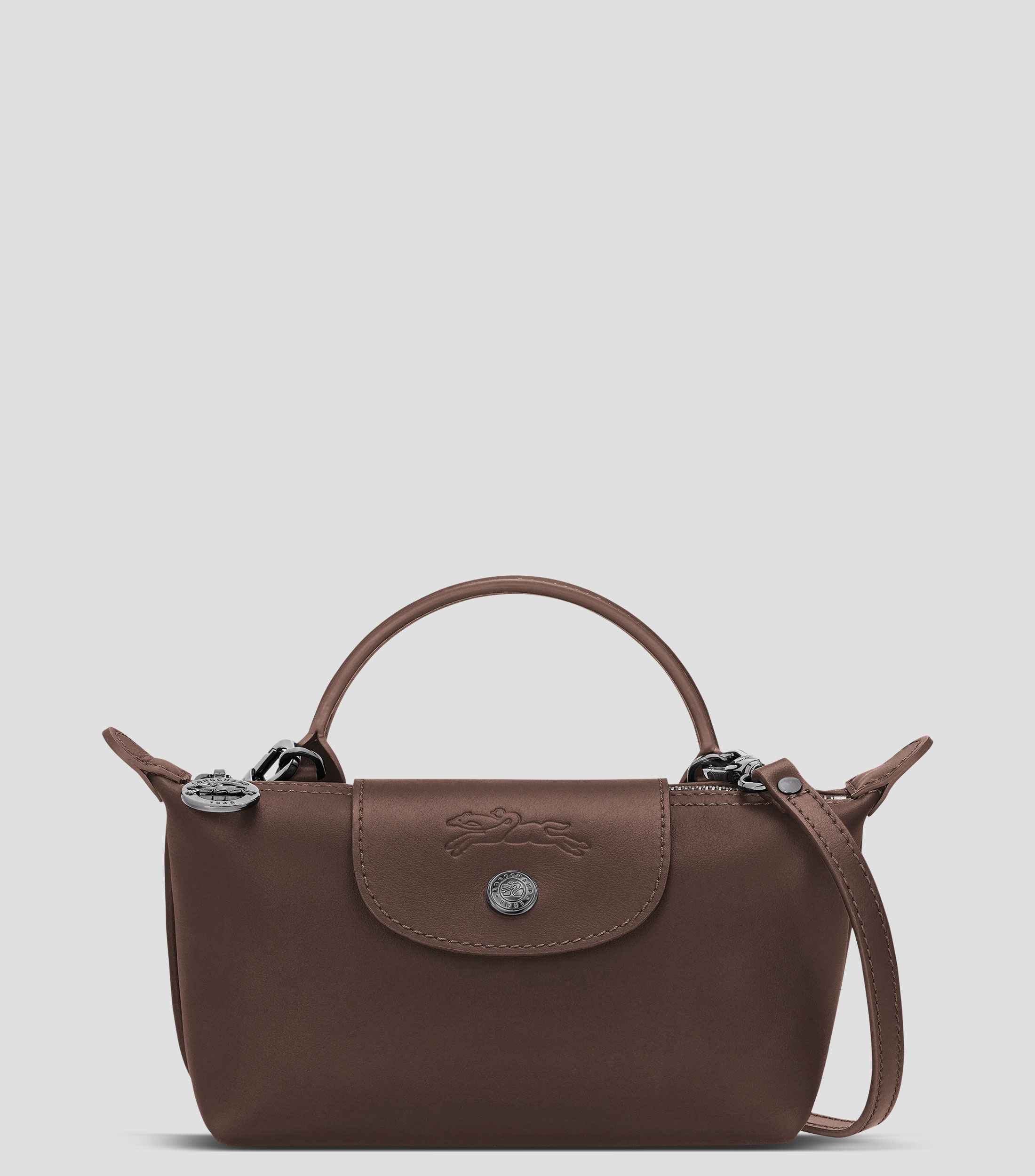 Bolsa Pouch cuero de ternera lisa Mujer
