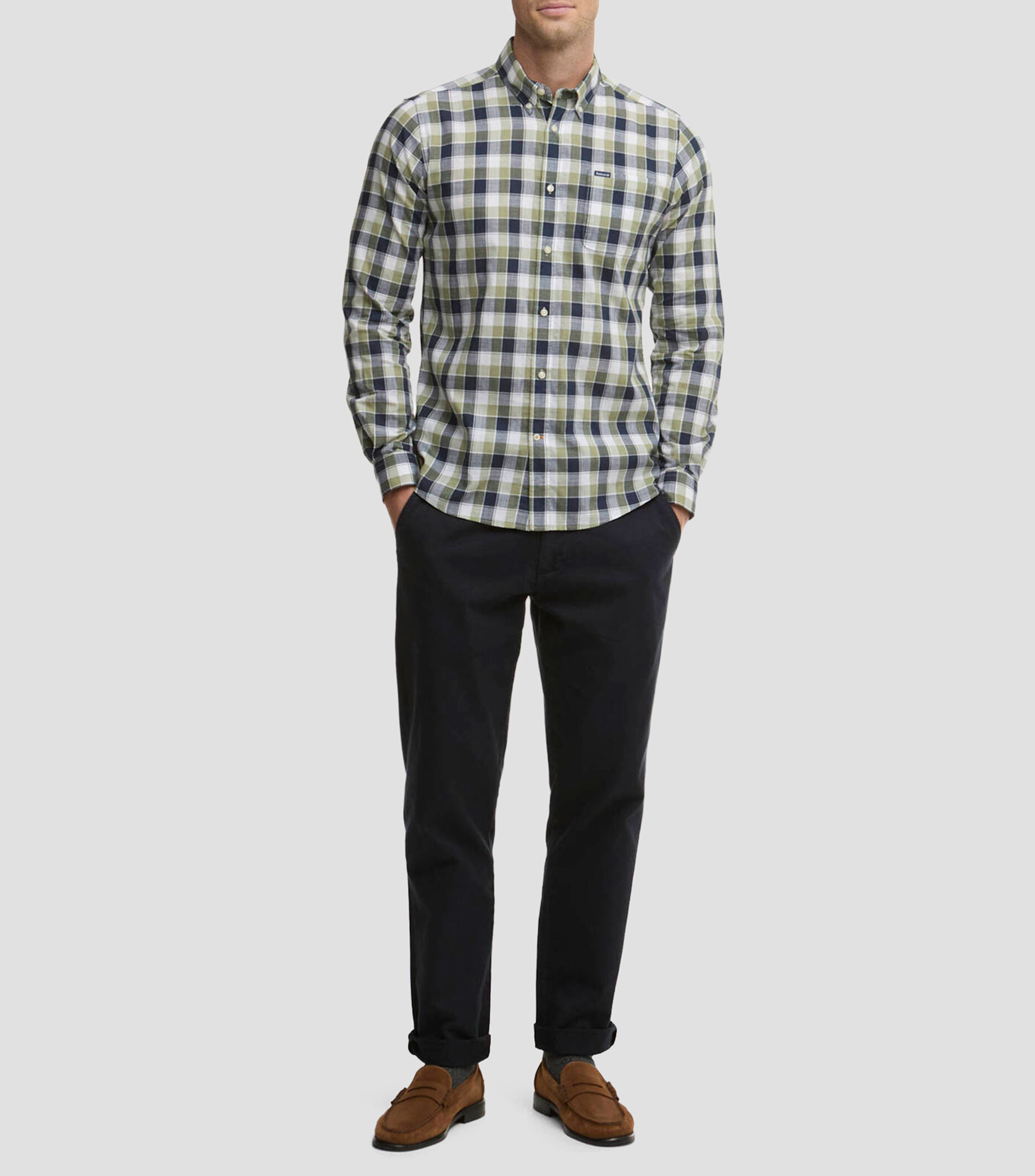Camisa de cuadros manga larga Hombre