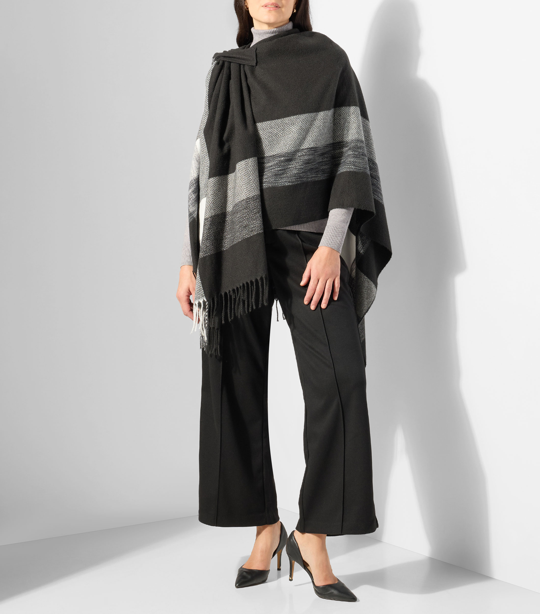Poncho a rayas Mujer