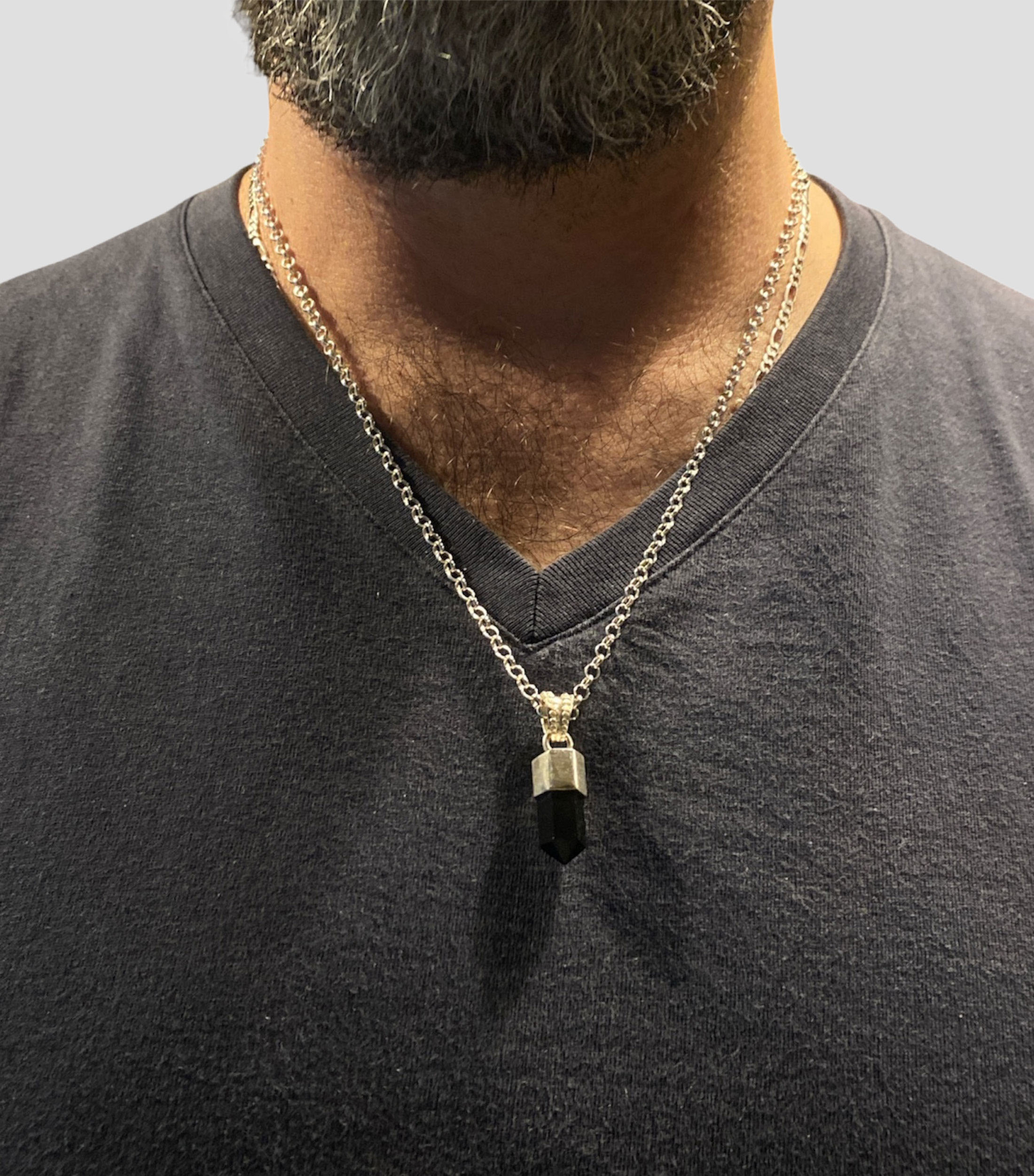 Dije en Plata .925 con Cuarzo Ónix Hombre