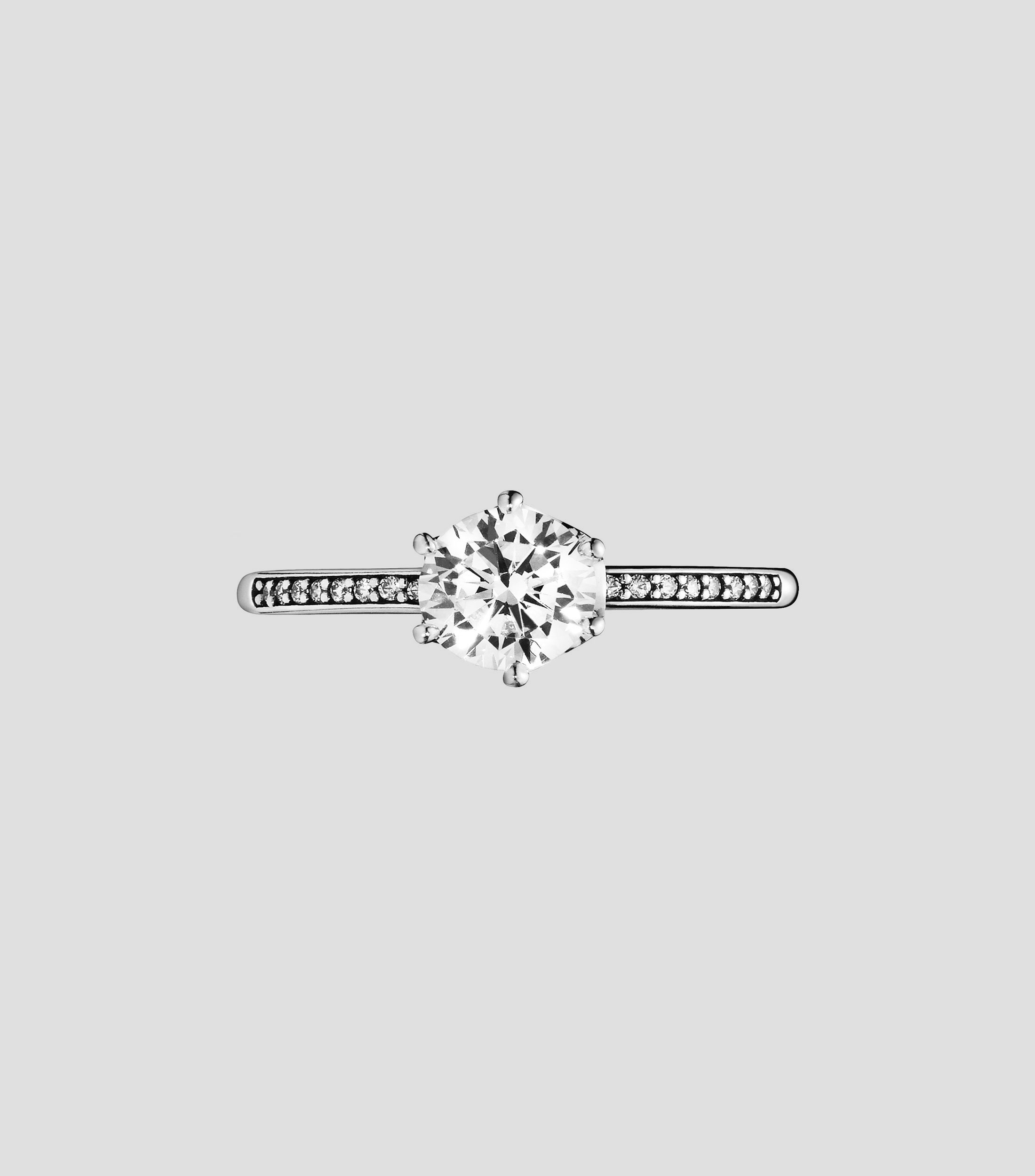 Anillo en plata Clear Sparkling Crown Solitaire Mujer Talla: 54