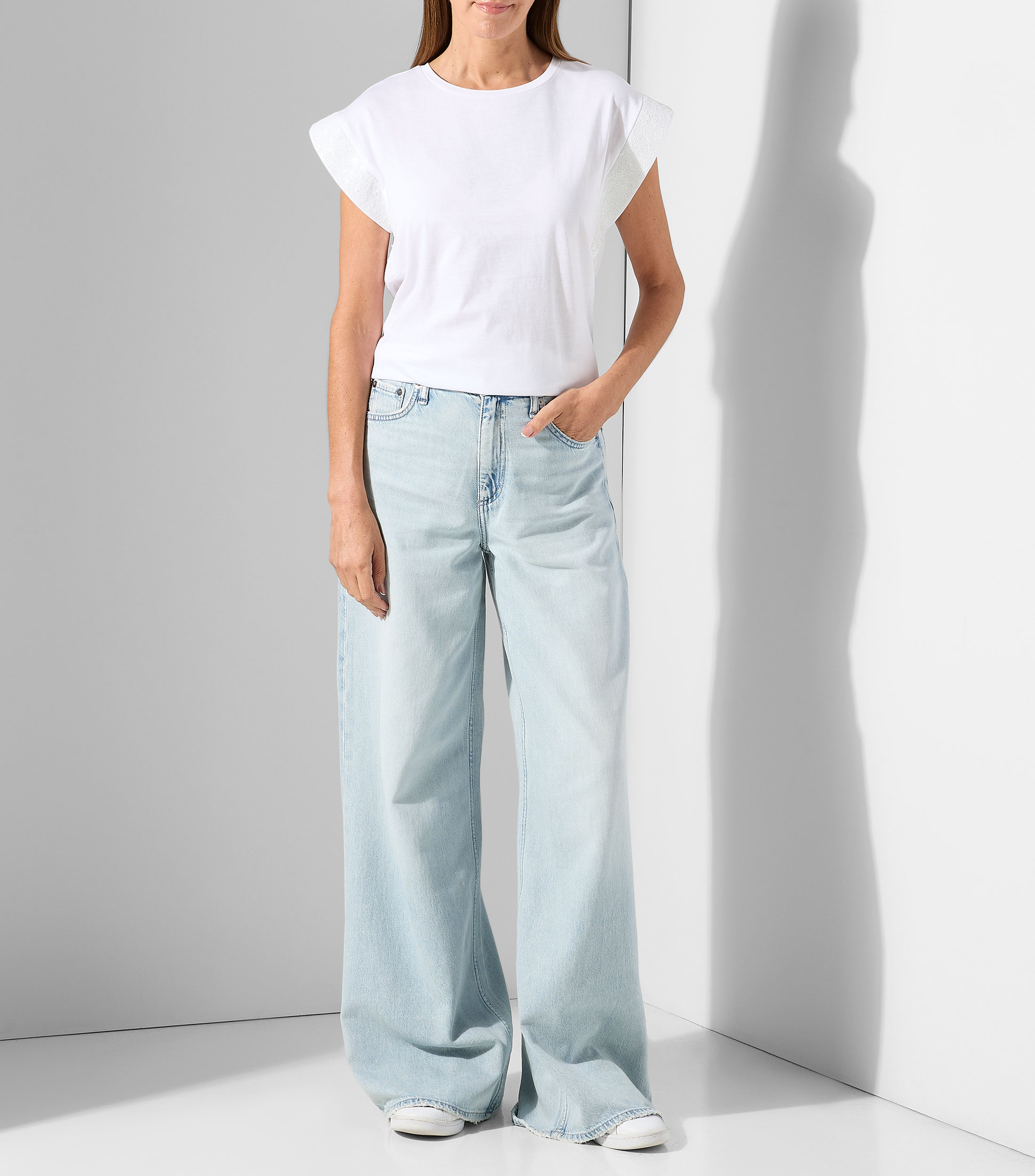 Playera con lentejuelas sin mangas Mujer