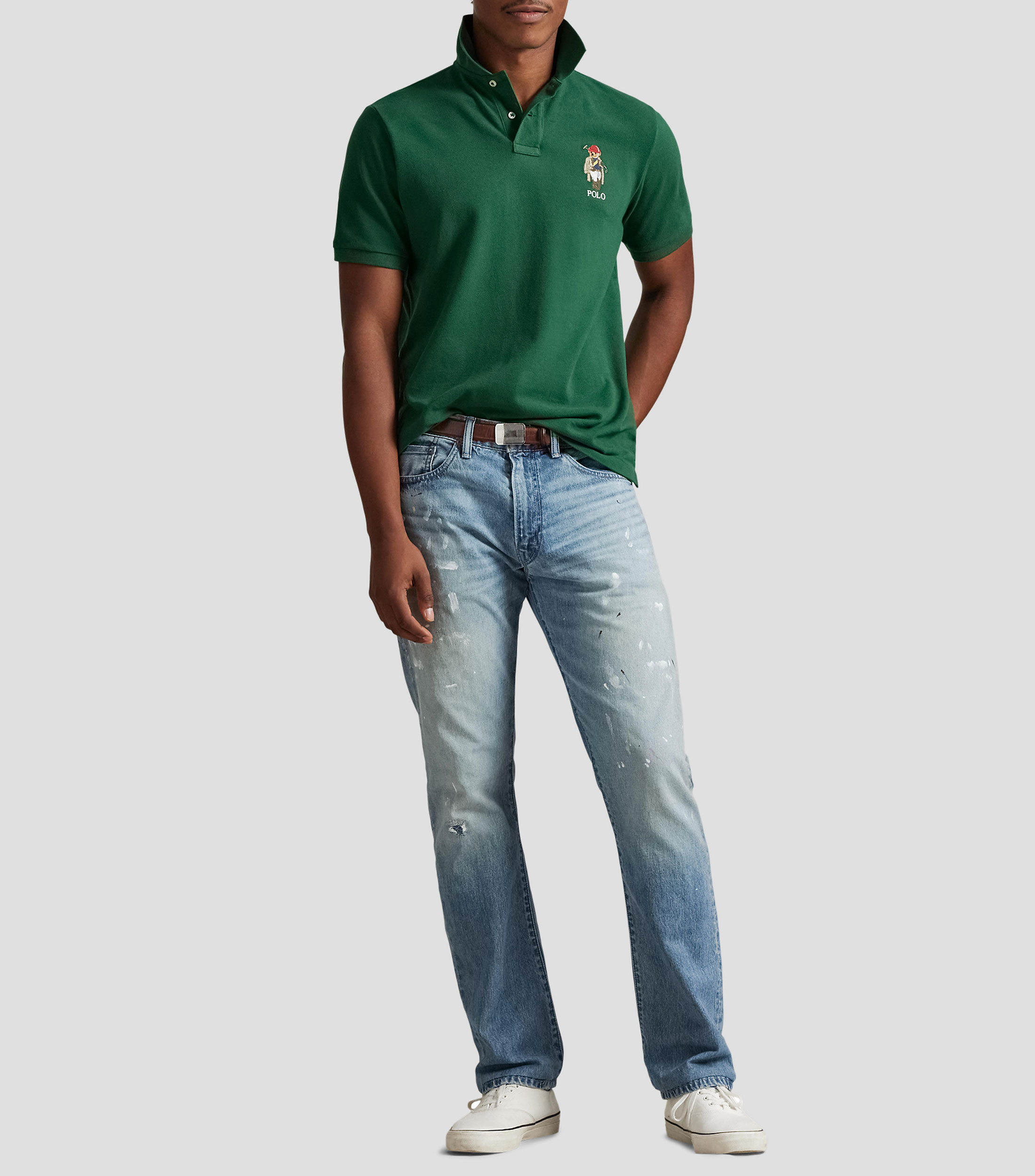 Playera polo manga corta sólida Hombre