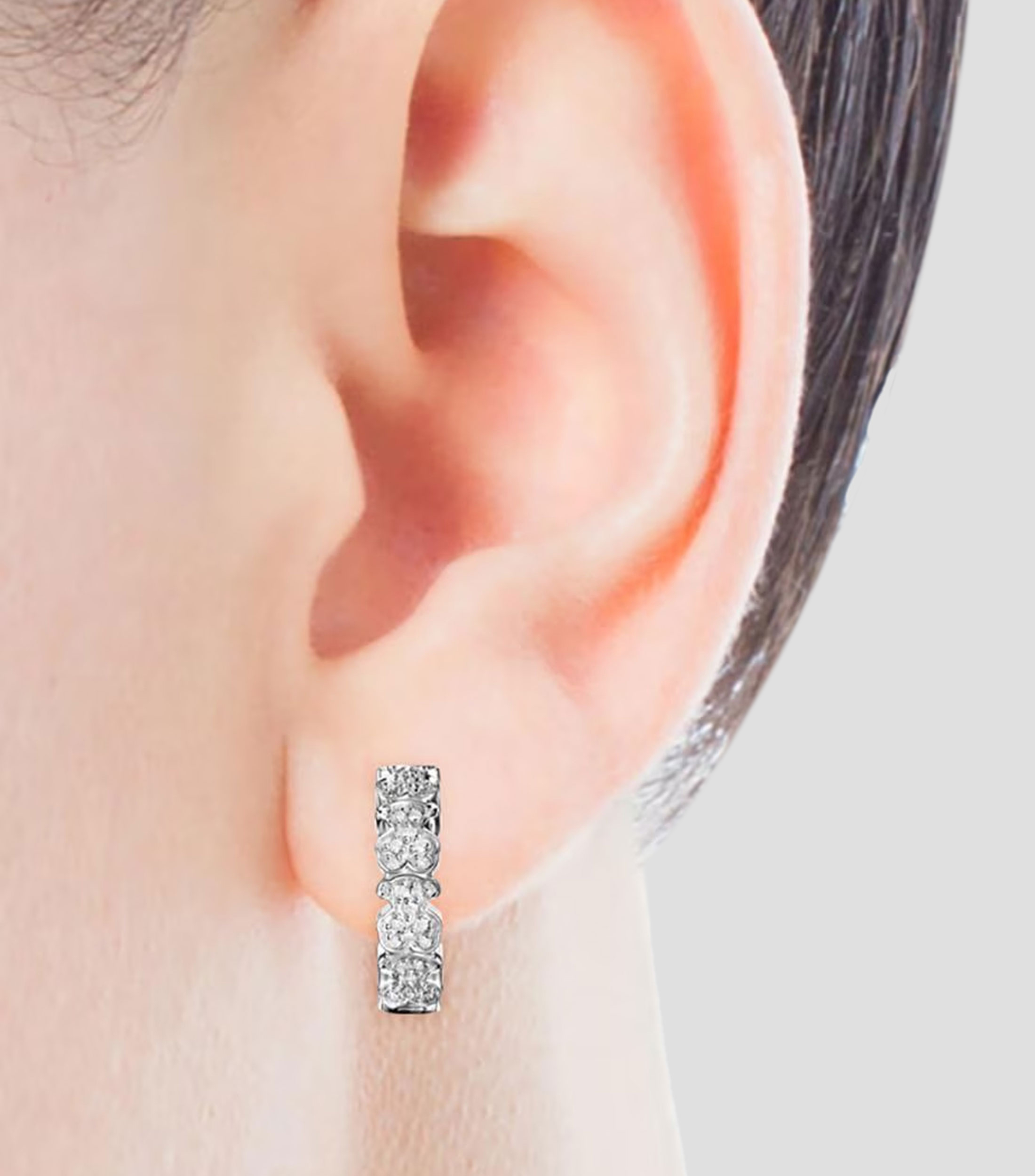 Aretes en oro blanco 18 kilates con diamantes Mujer