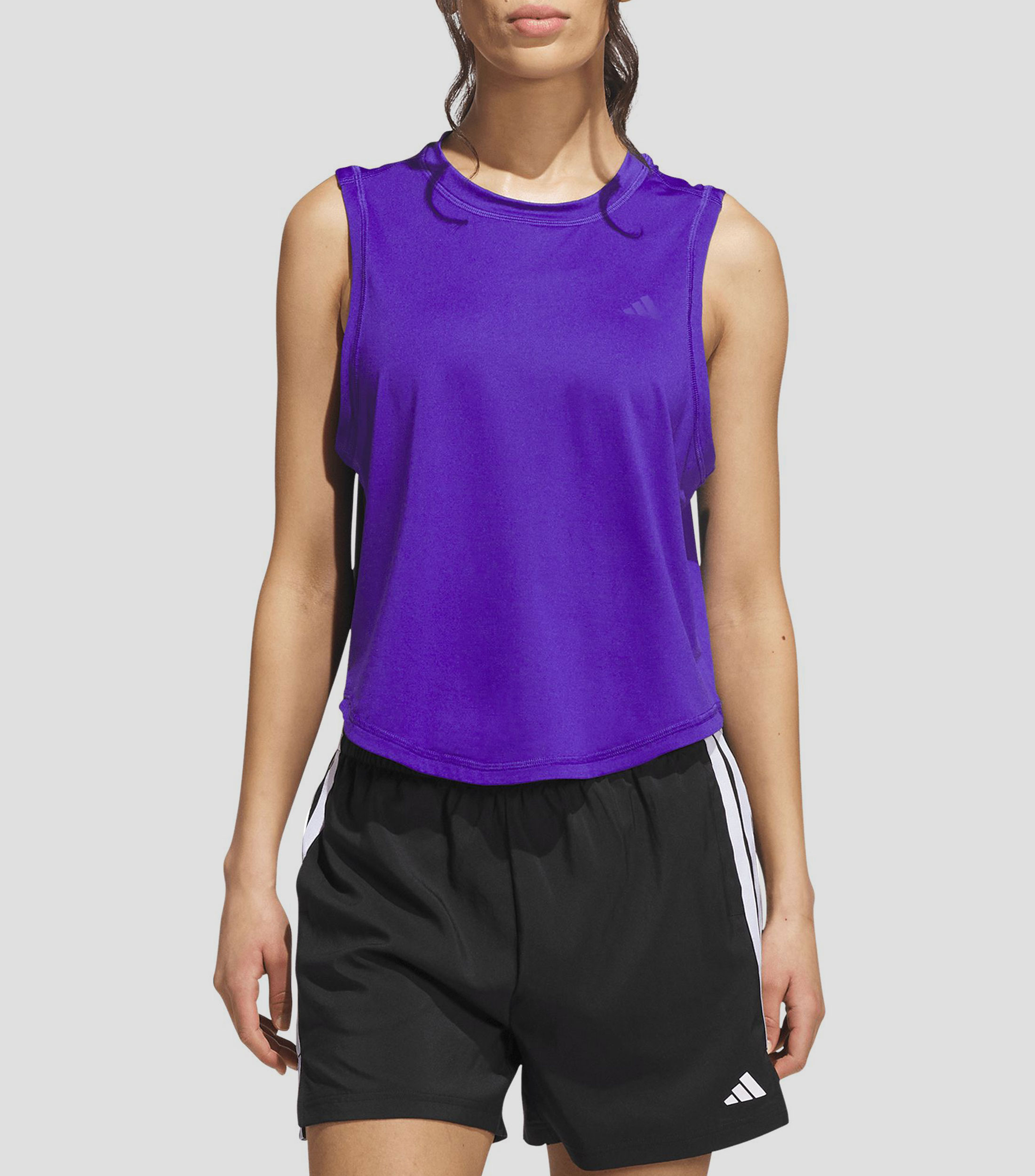 Tank Top para entrenamiento cuello redondo sin mangas liso Mujer