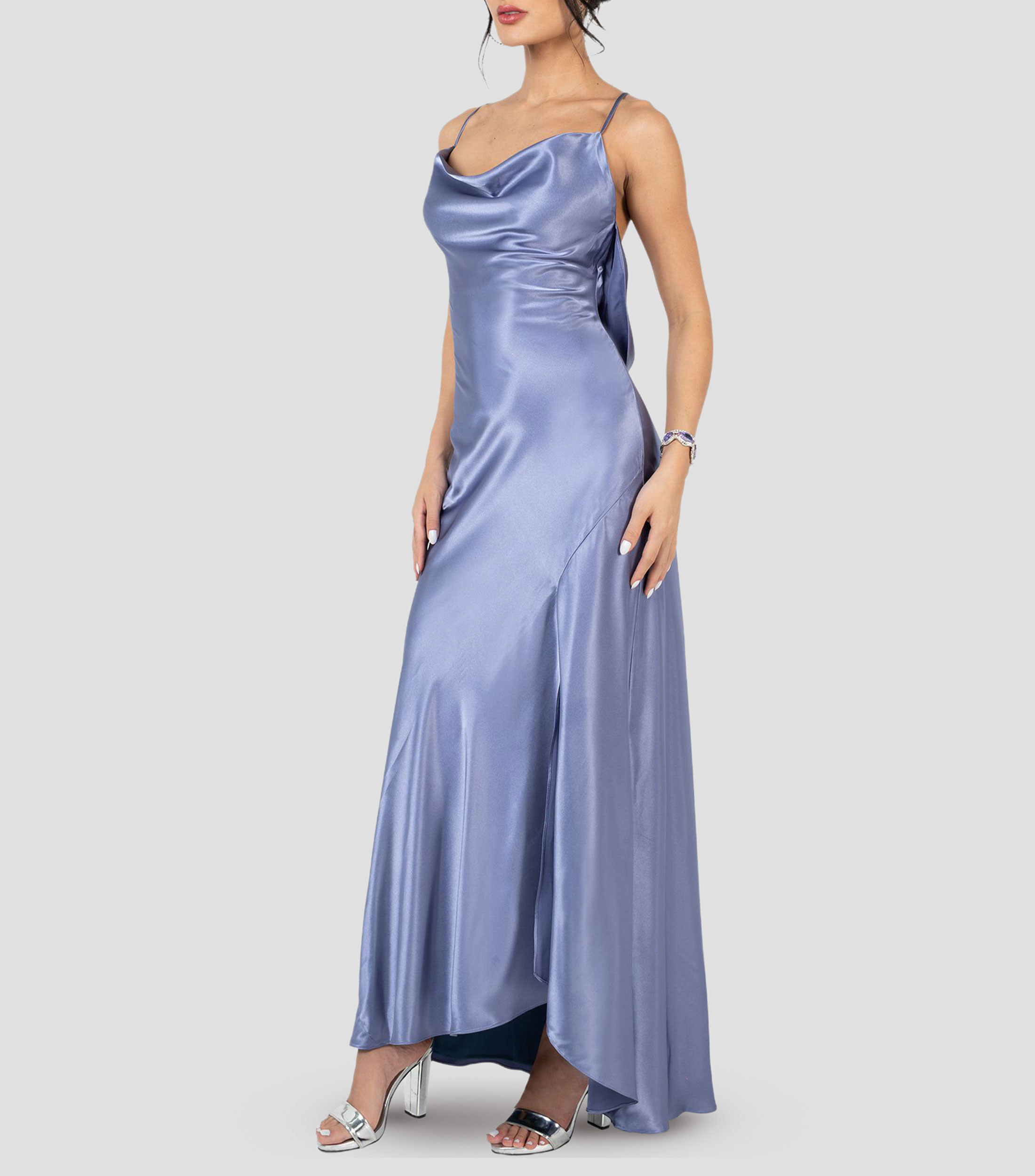 Vestido largo liso Mujer
