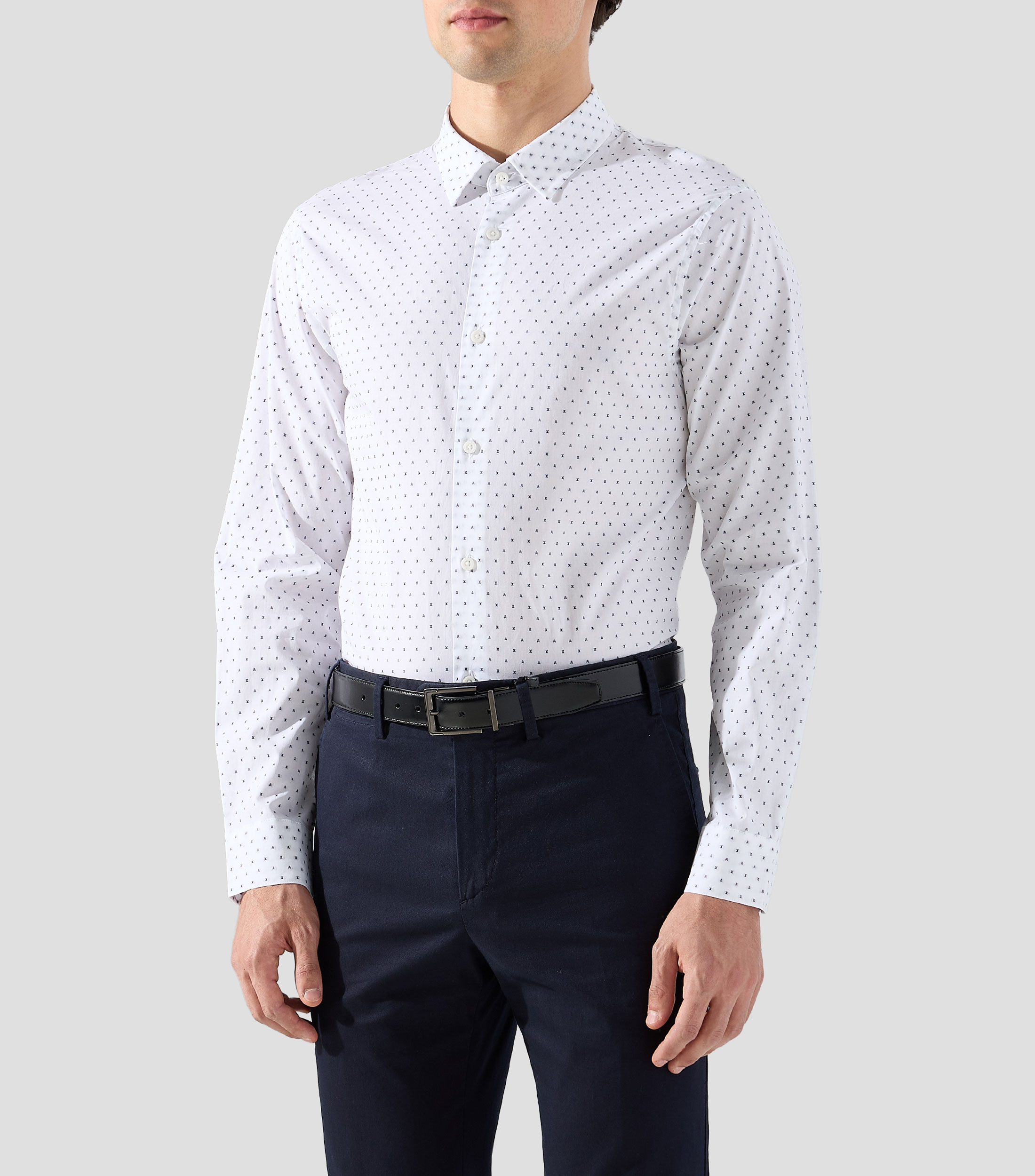 Camisa microdiseño de manga larga Hombre