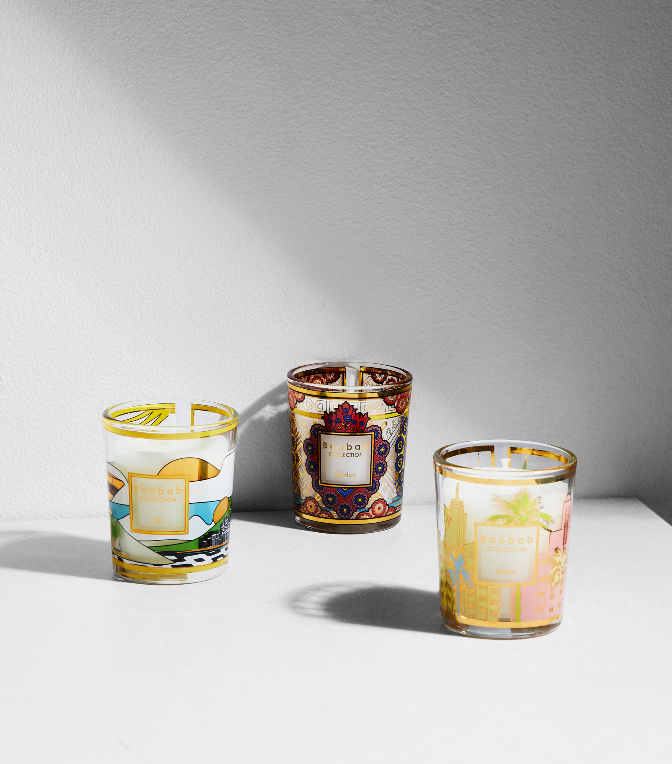 Set 3 Velas Aromáticas Rio - México - Miami