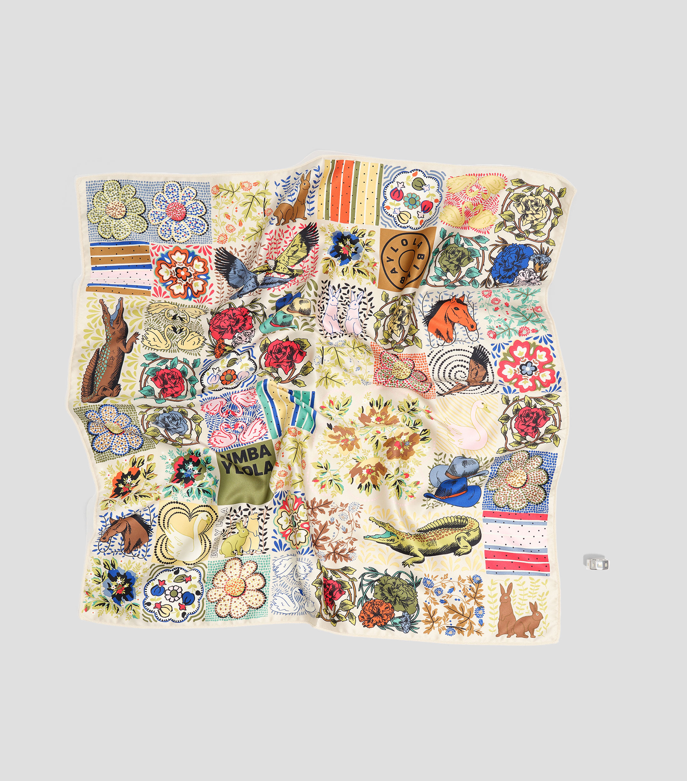 Charm pañuelo mosaico marfil Mujer