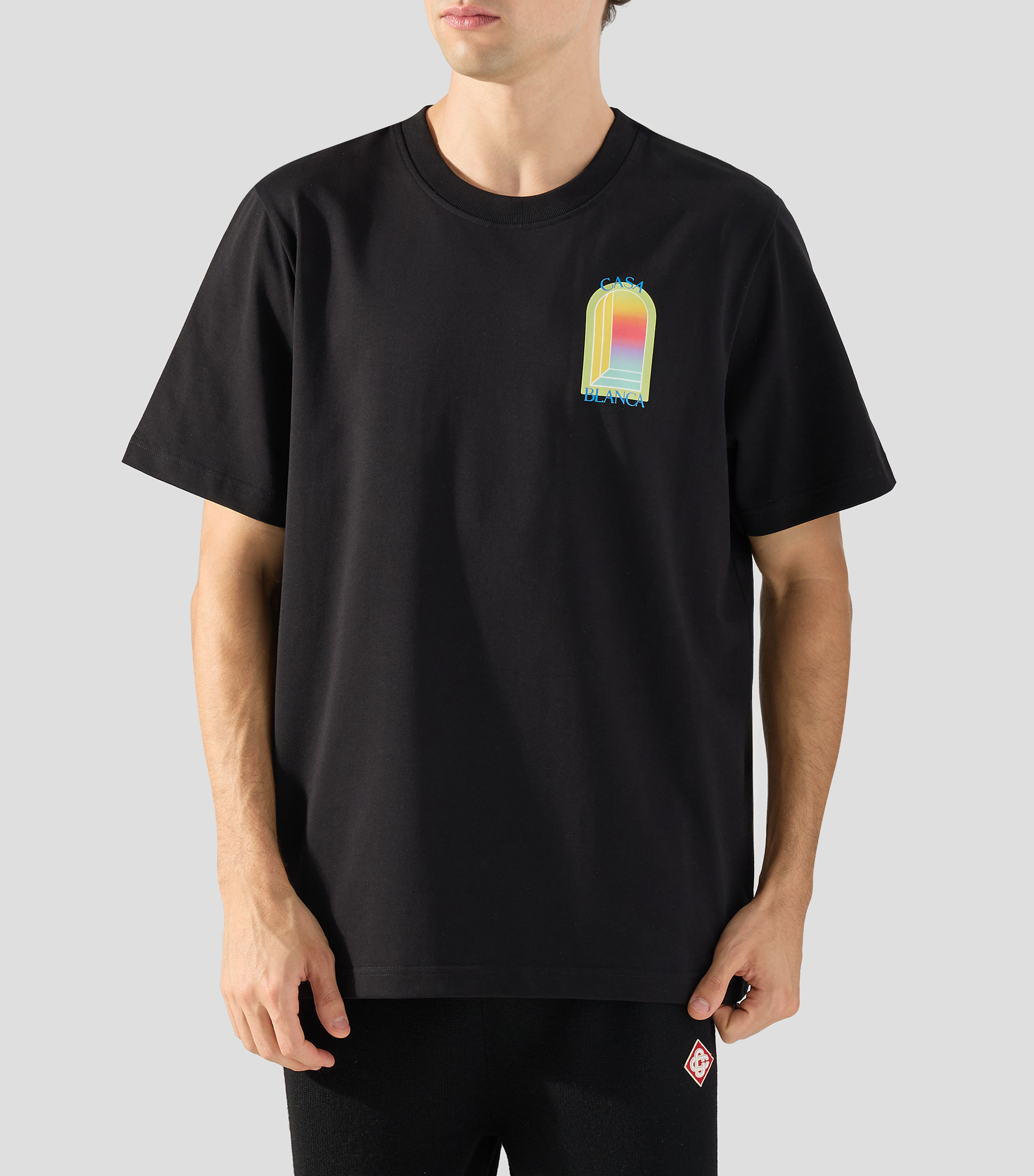 Playera de cuello redondo con manga corta estampada Hombre