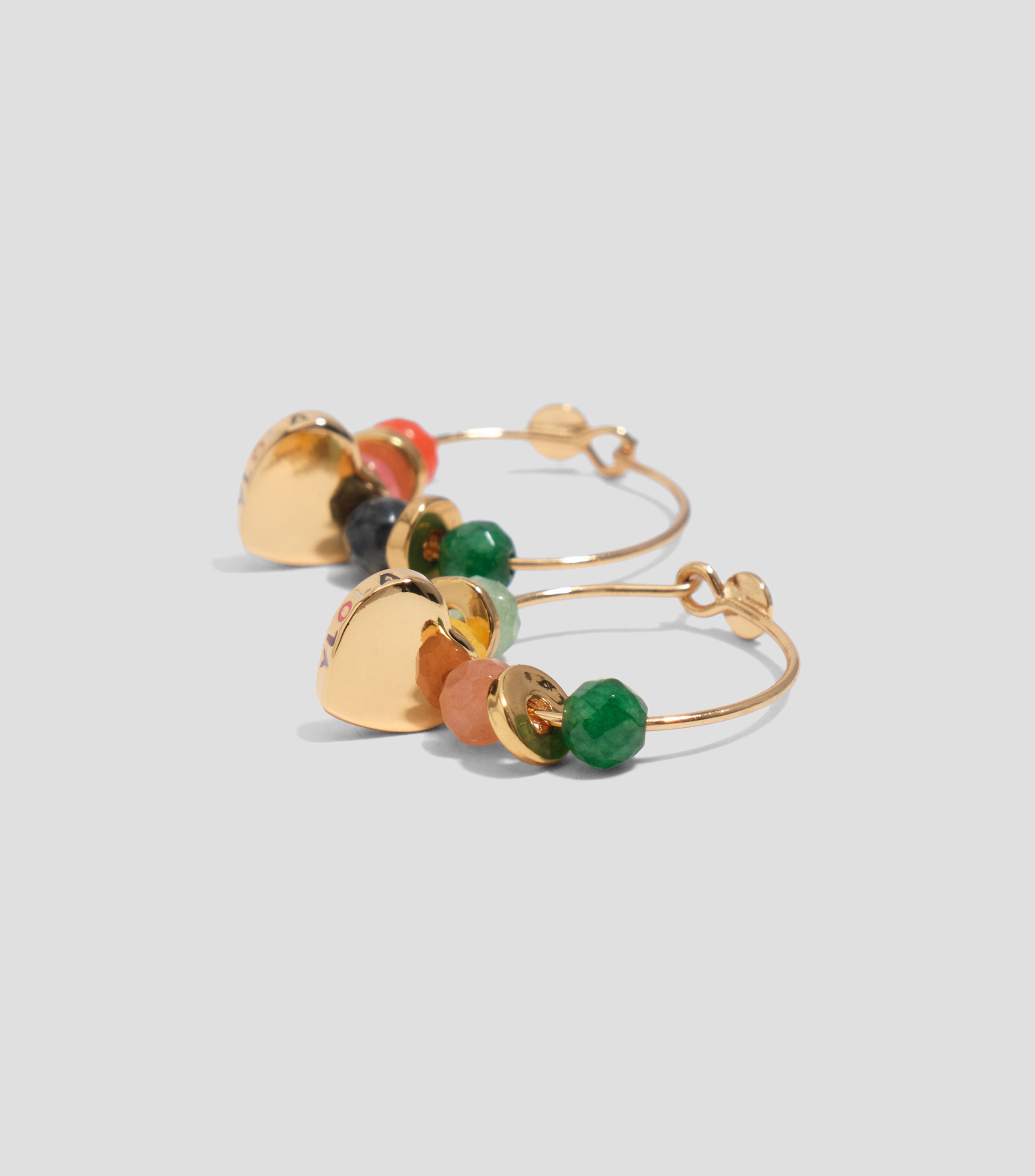 Pendientes aro piedras corazón Mujer