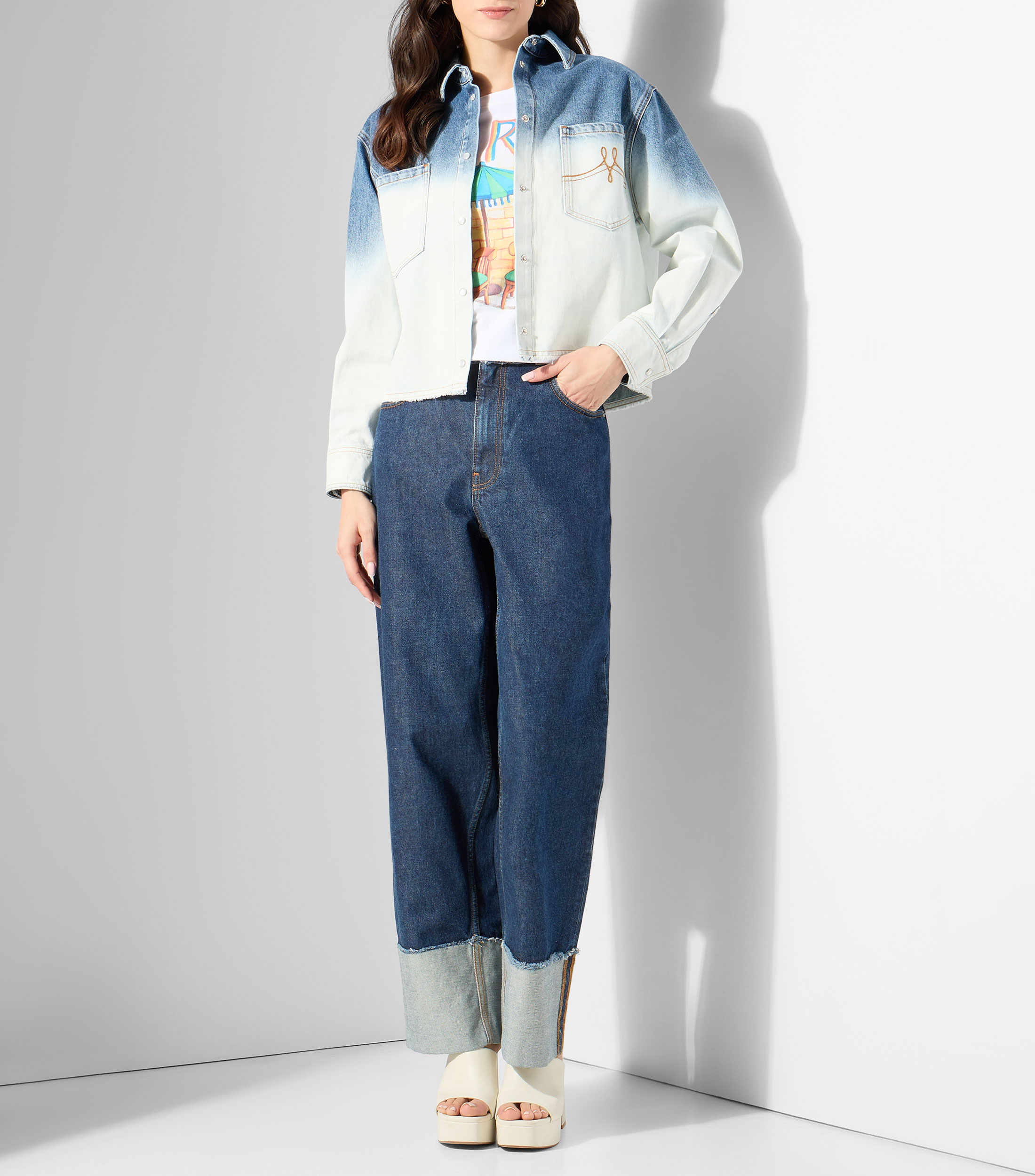 Sobrecamisa lisa manga larga Mujer