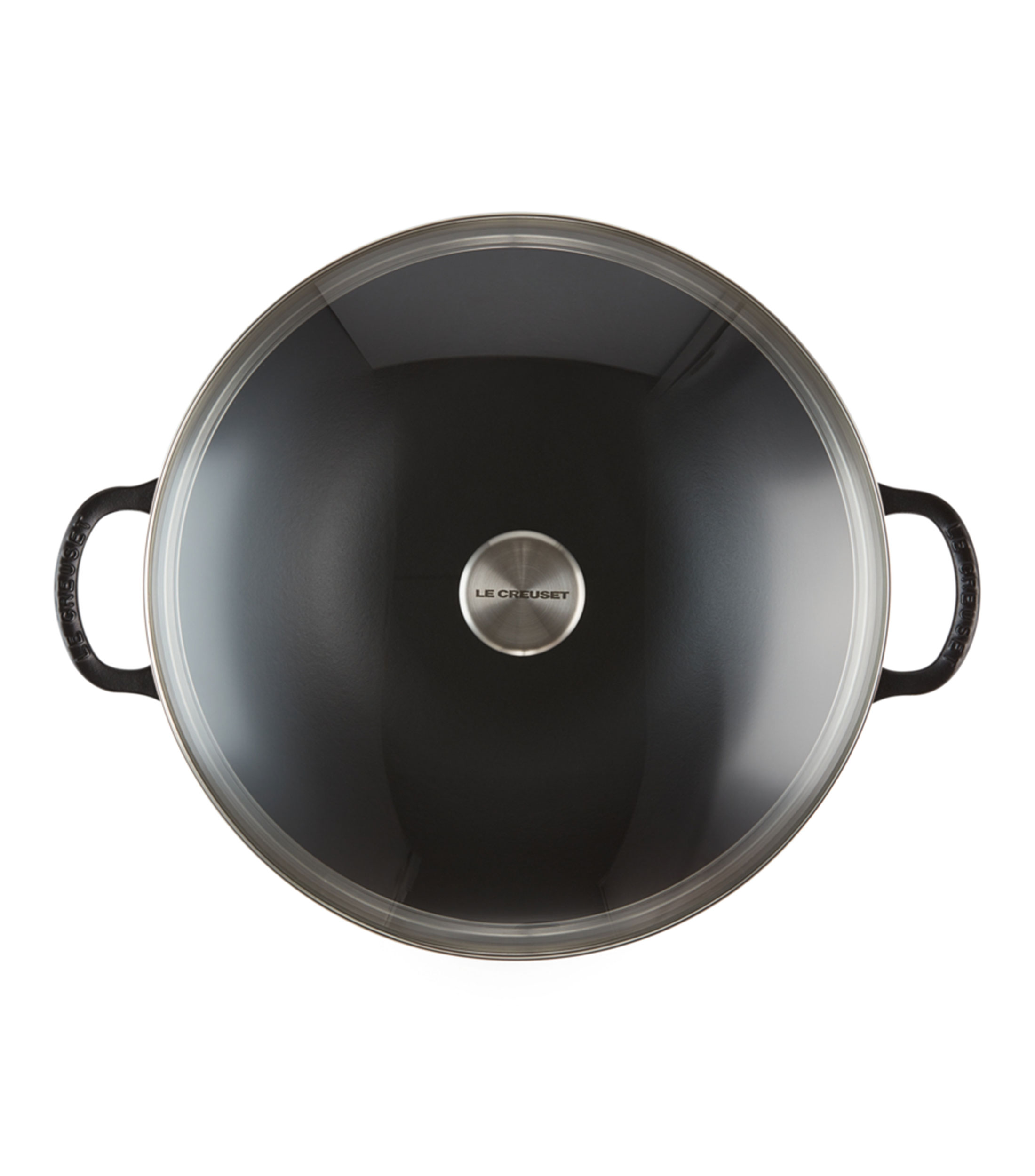 Wok en hierro colado esmaltado con tapa de cristal