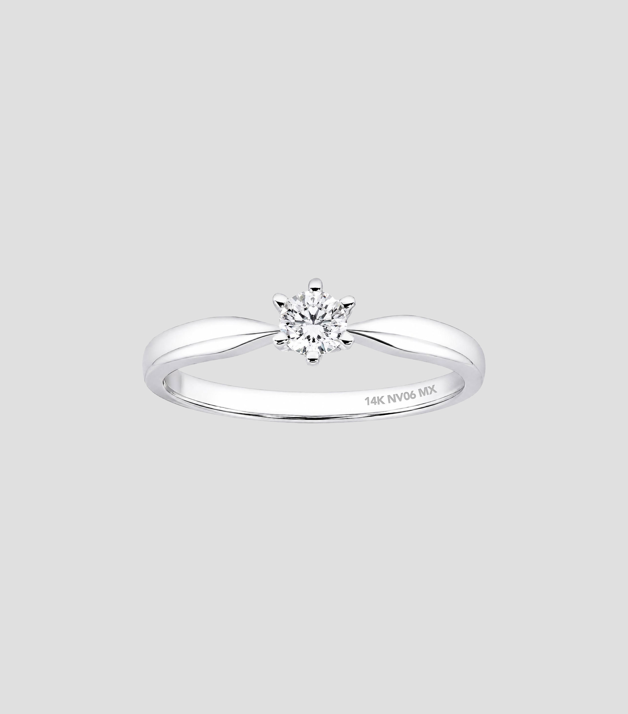 Anillo solitario en Oro de 14 Kilates con Brillante Mujer