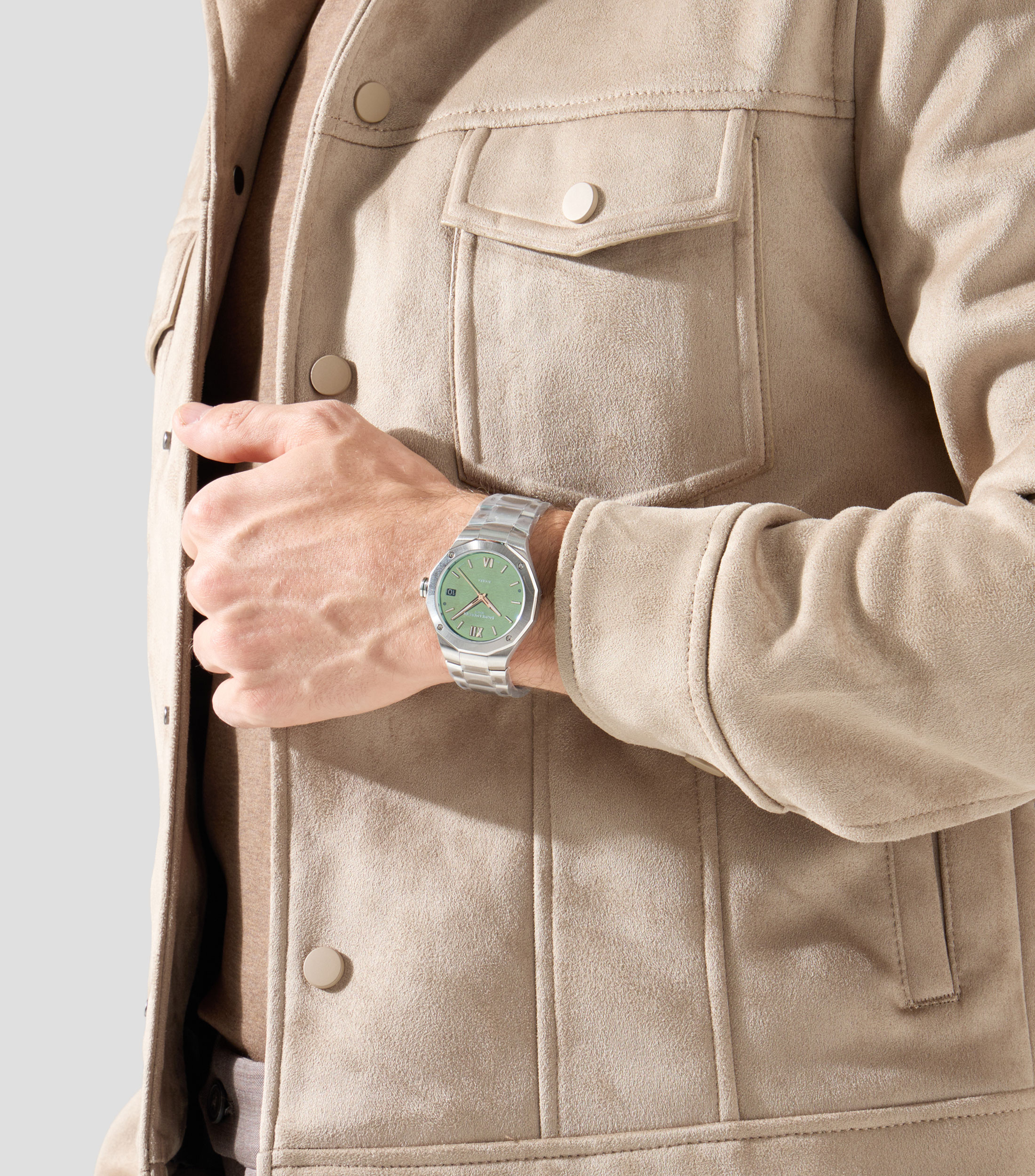 Reloj para Hombre Riviera 10770 Casual, Plateado, Verde