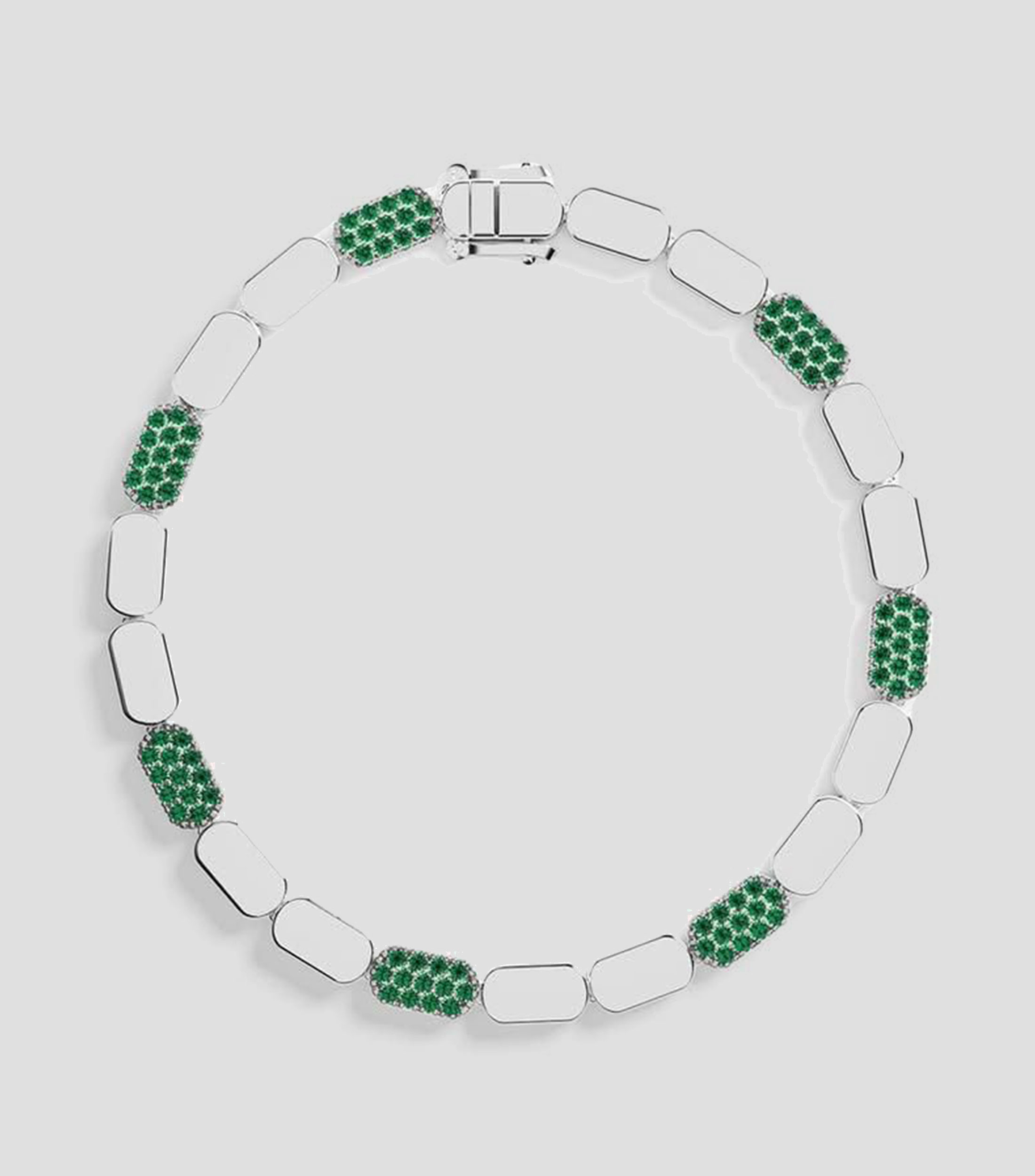 Brazalete en plata con circonita verde Mujer