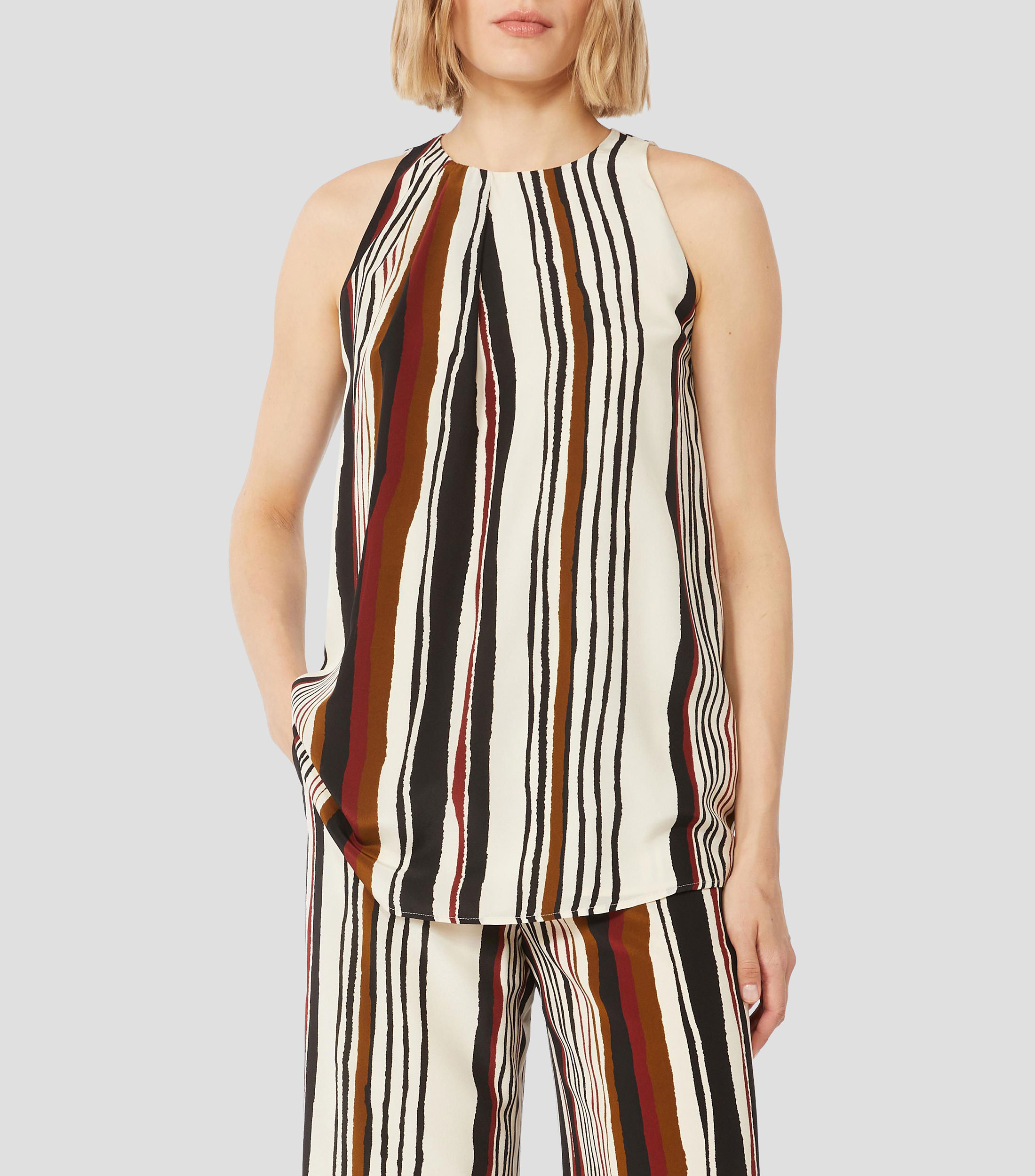 Blusa con líneas sin mangas Mujer